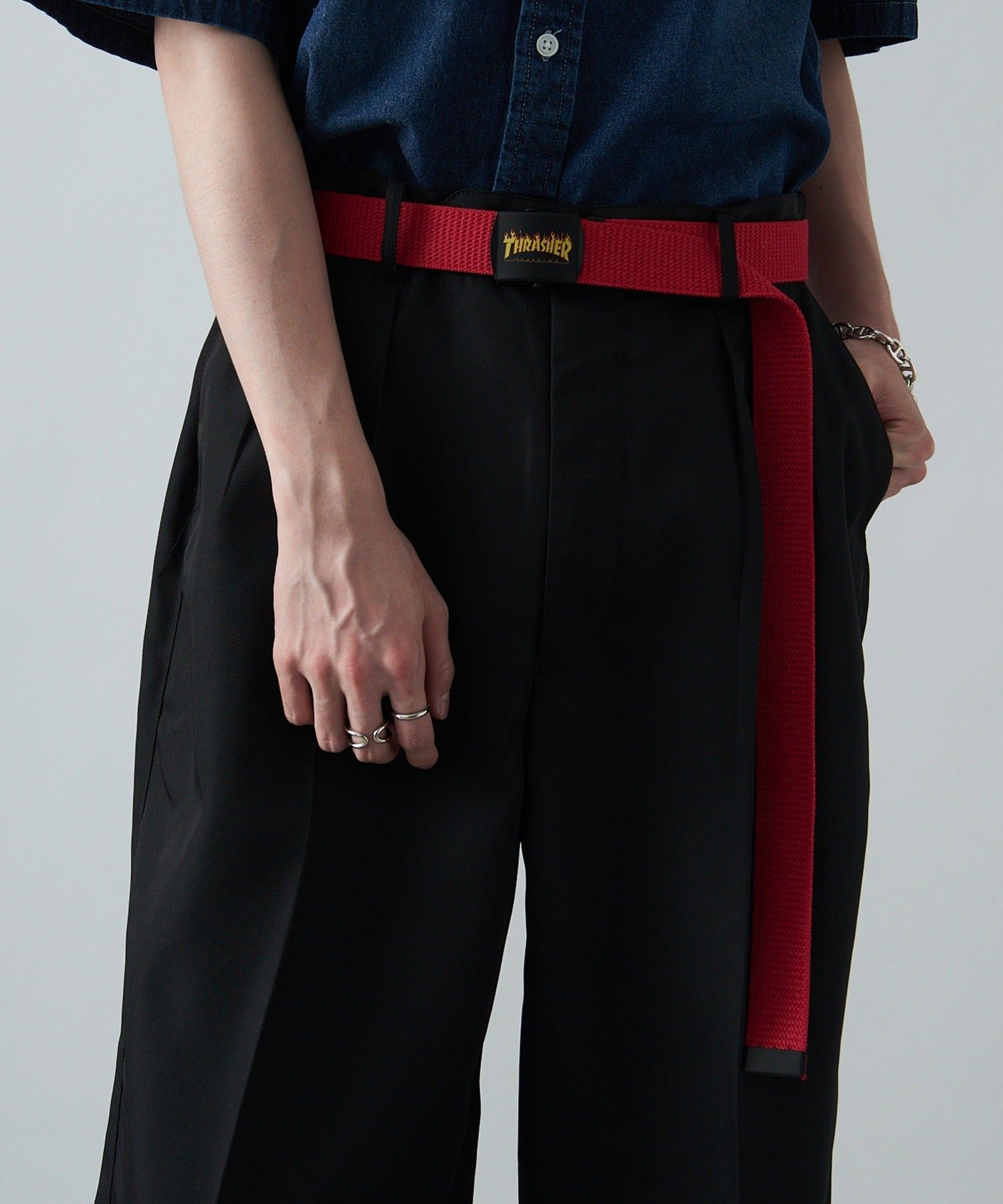 スラッシャー THRASHER 【THRASHER】ロゴプリント デザインベルト THR-016 (レッド) レッド