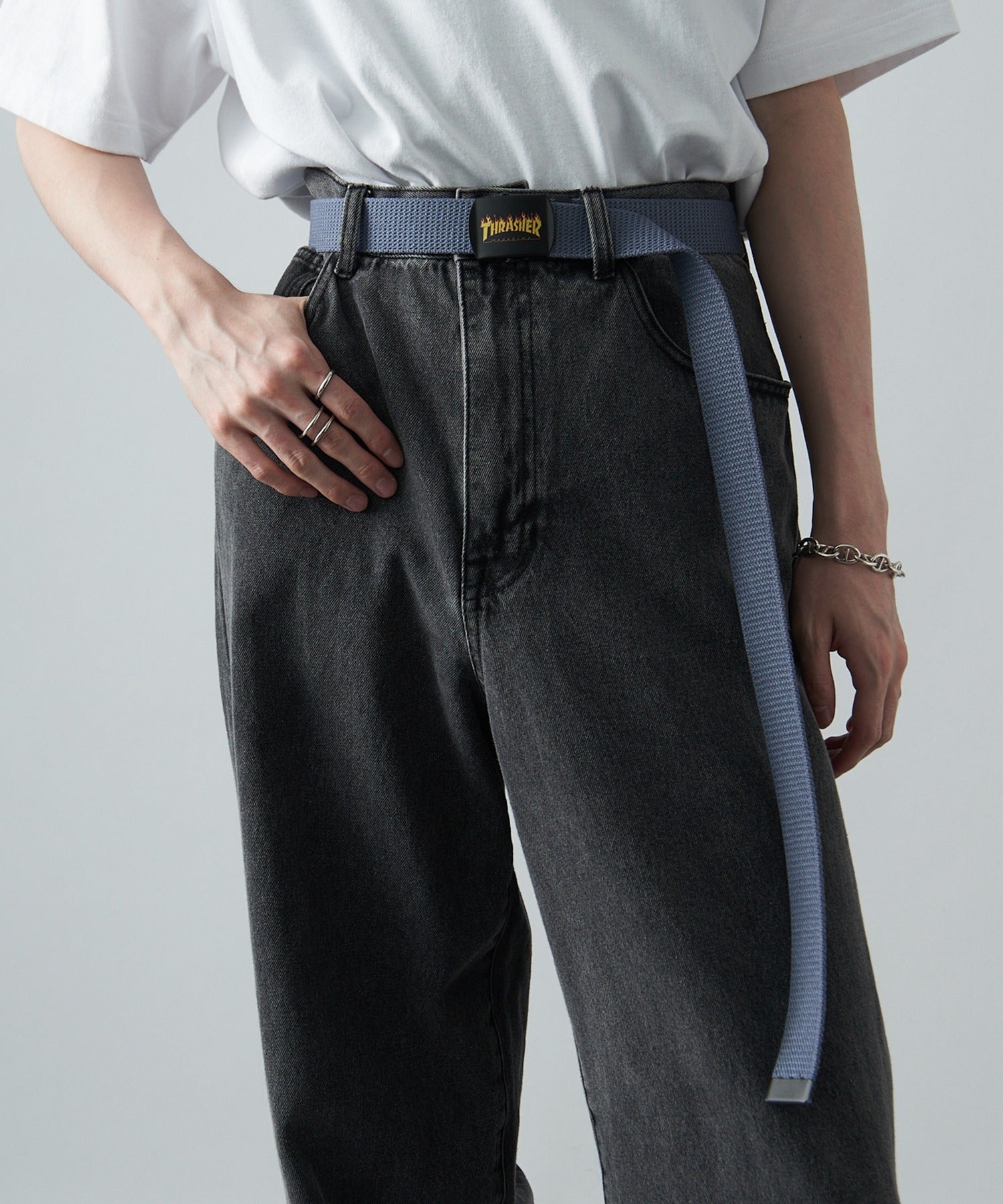 スラッシャー THRASHER 【THRASHER】ロゴプリント デザインベルト THR-016 (グレー) グレー