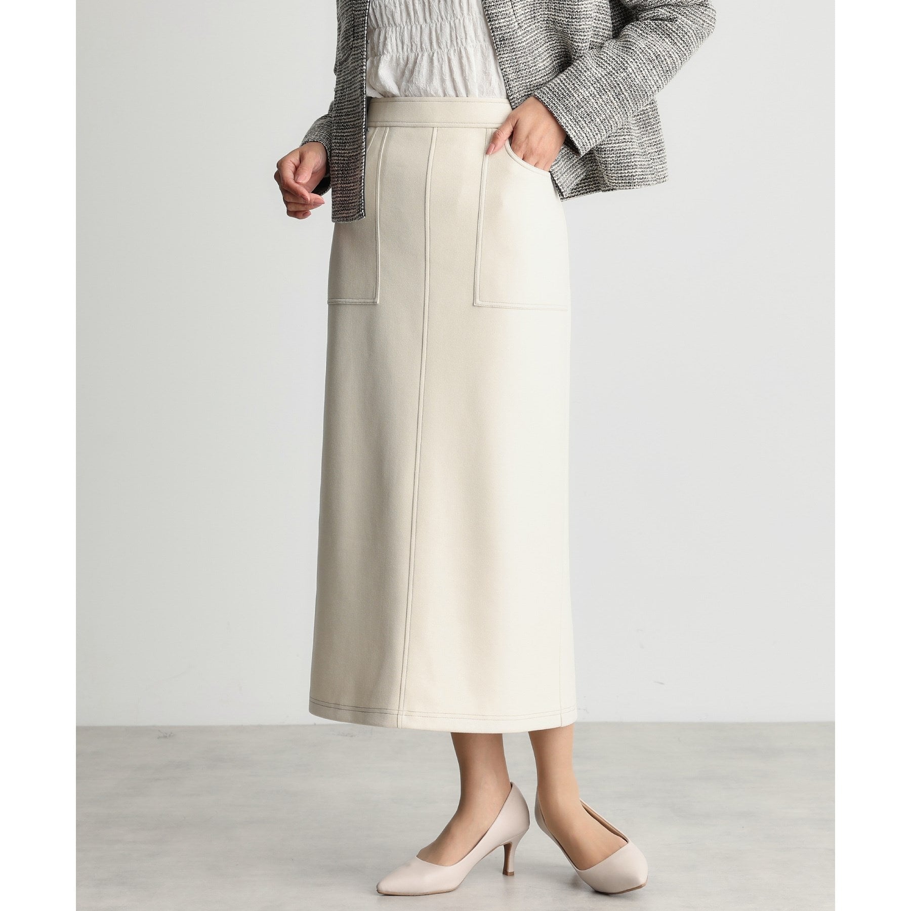 ザ ショップ ティーケー (ウィメン) THE SHOP TK(Women) レザー調タイトスカート (スミクロ(018)) スミクロ(018)