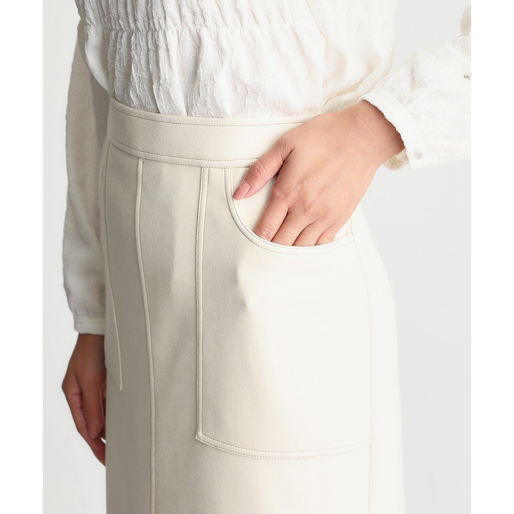 ザ ショップ ティーケー (ウィメン) THE SHOP TK(Women) レザー調タイトスカート (スミクロ(018)) スミクロ(018)