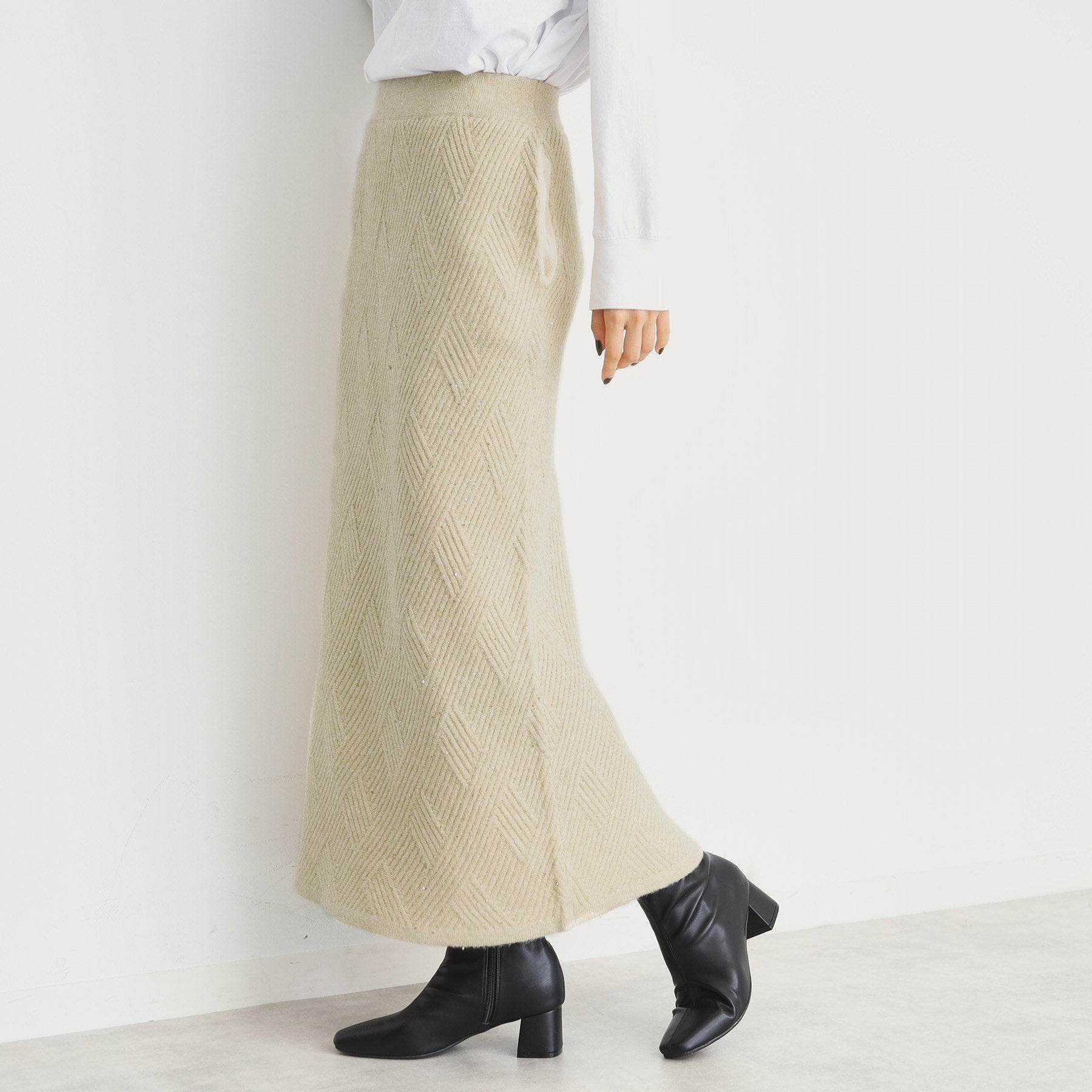 ザ ショップ ティーケー (ウィメン) THE SHOP TK(Women) リンクススパンコールニットスカート (ブラック(019)) ブラック(019)