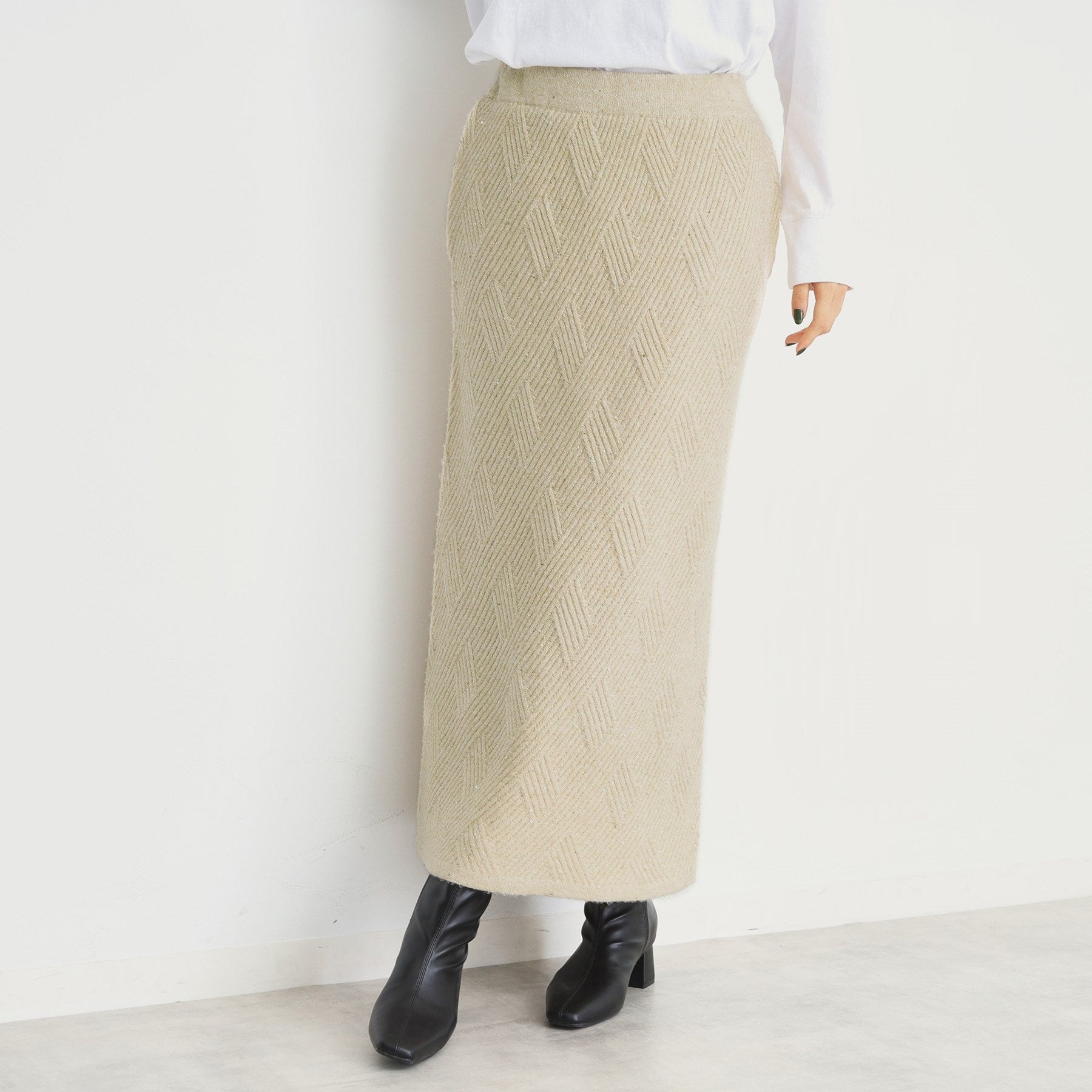 ザ ショップ ティーケー (ウィメン) THE SHOP TK(Women) リンクススパンコールニットスカート (グレージュ(050)) グレージュ(050)