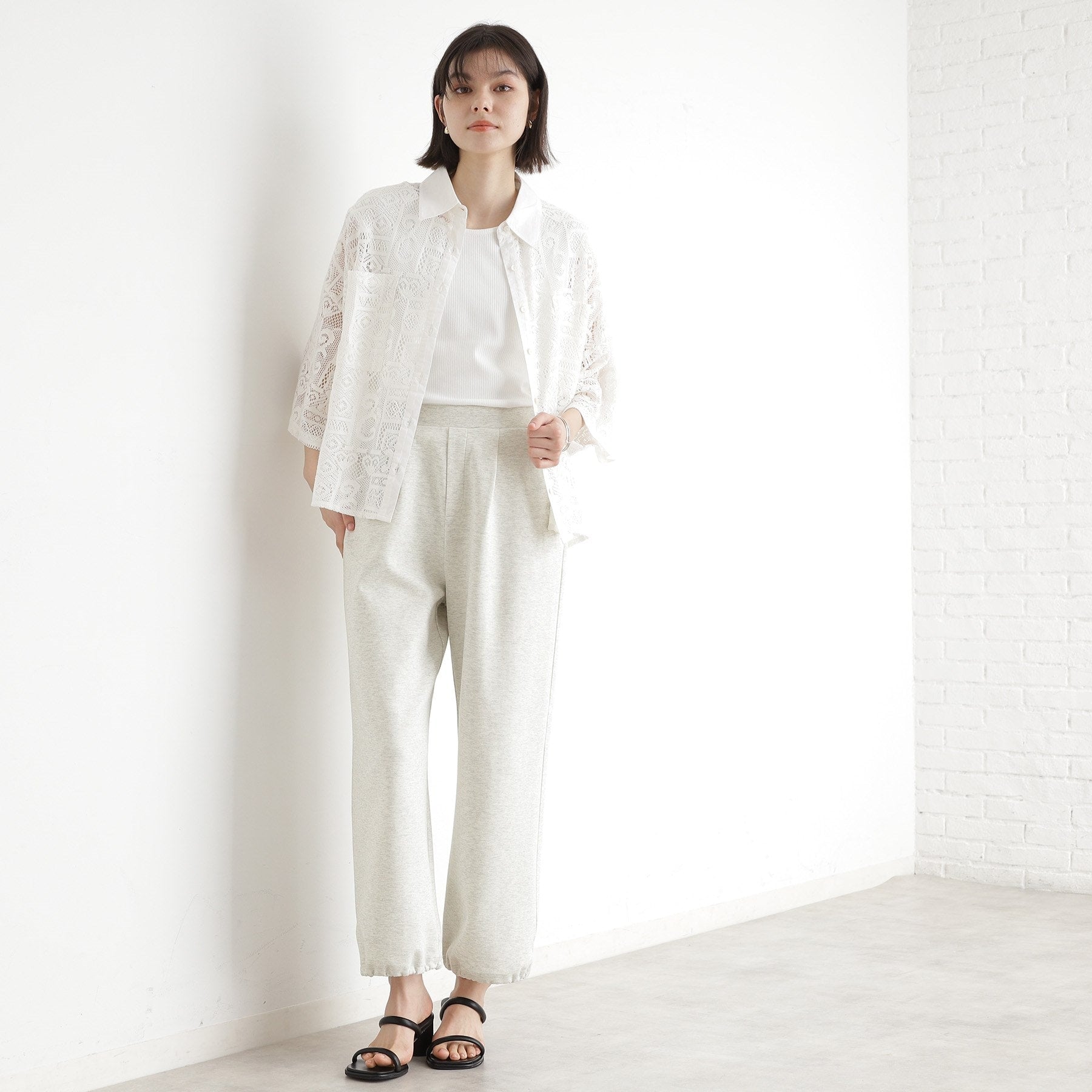 ザ ショップ ティーケー (ウィメン) THE SHOP TK(Women) ワイドポンチパンツ【洗える】 (グレージュ(050)) グレージュ(050)