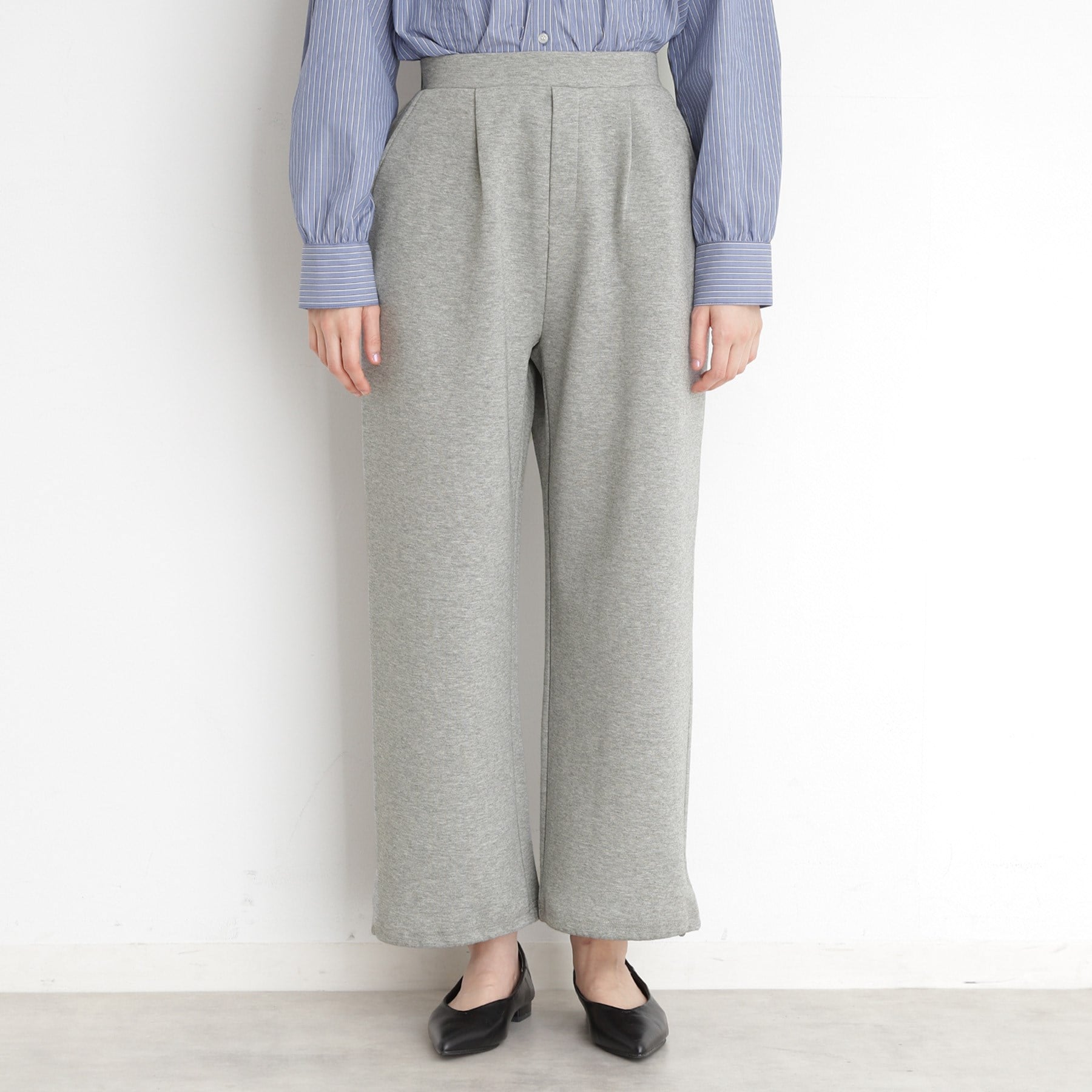 ザ ショップ ティーケー (ウィメン) THE SHOP TK(Women) ワイドポンチパンツ【洗える】 (グレージュ(050)) グレージュ(050)