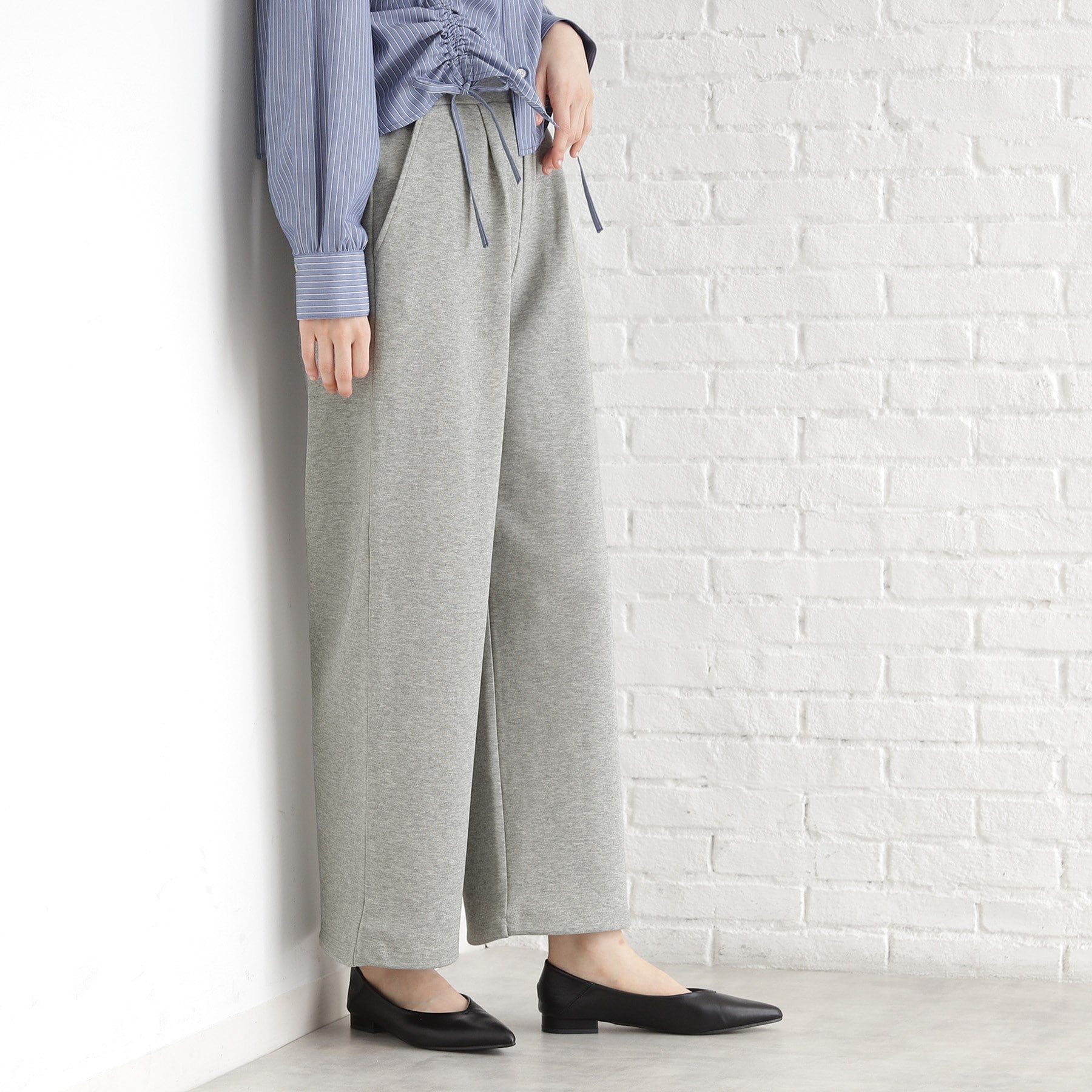 ザ ショップ ティーケー (ウィメン) THE SHOP TK(Women) ワイドポンチパンツ【洗える】 (グレージュ(050)) グレージュ(050)