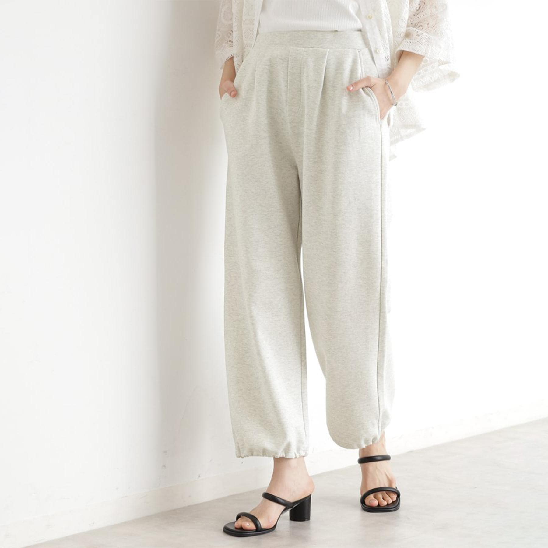 ザ ショップ ティーケー (ウィメン) THE SHOP TK(Women) ワイドポンチパンツ【洗える】 (グレージュ(050)) グレージュ(050)