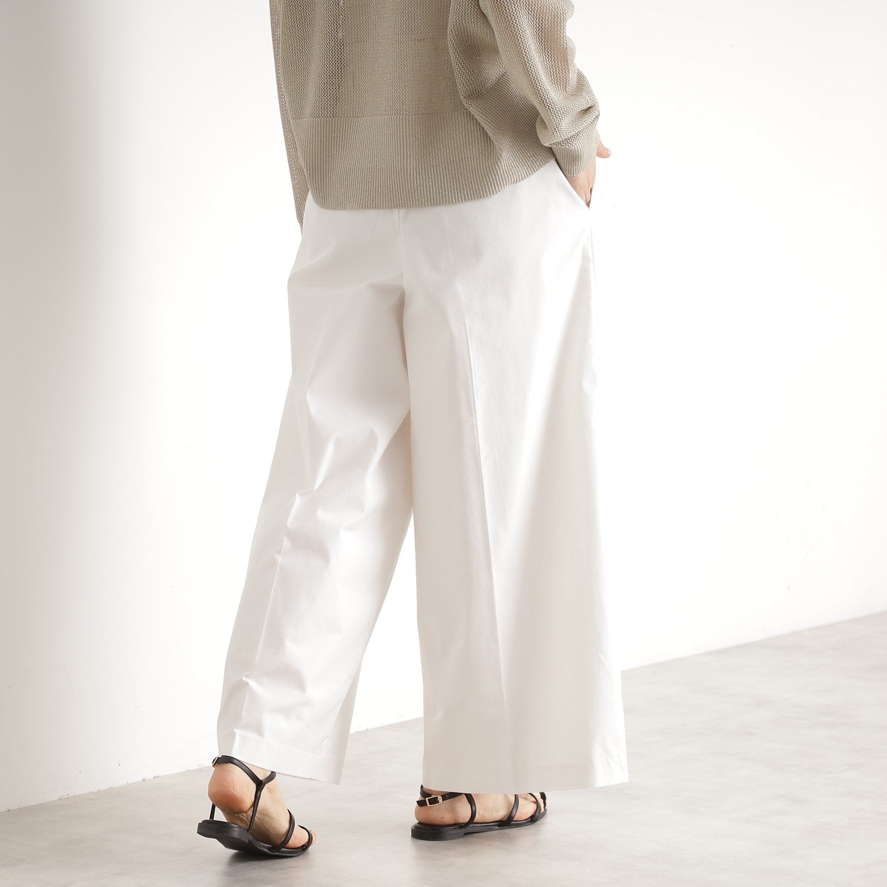 ザ ショップ ティーケー (ウィメン) THE SHOP TK(Women) コットンナイロン2タックワイドパンツ (オフホワイト(003)) オフホワイト(003)