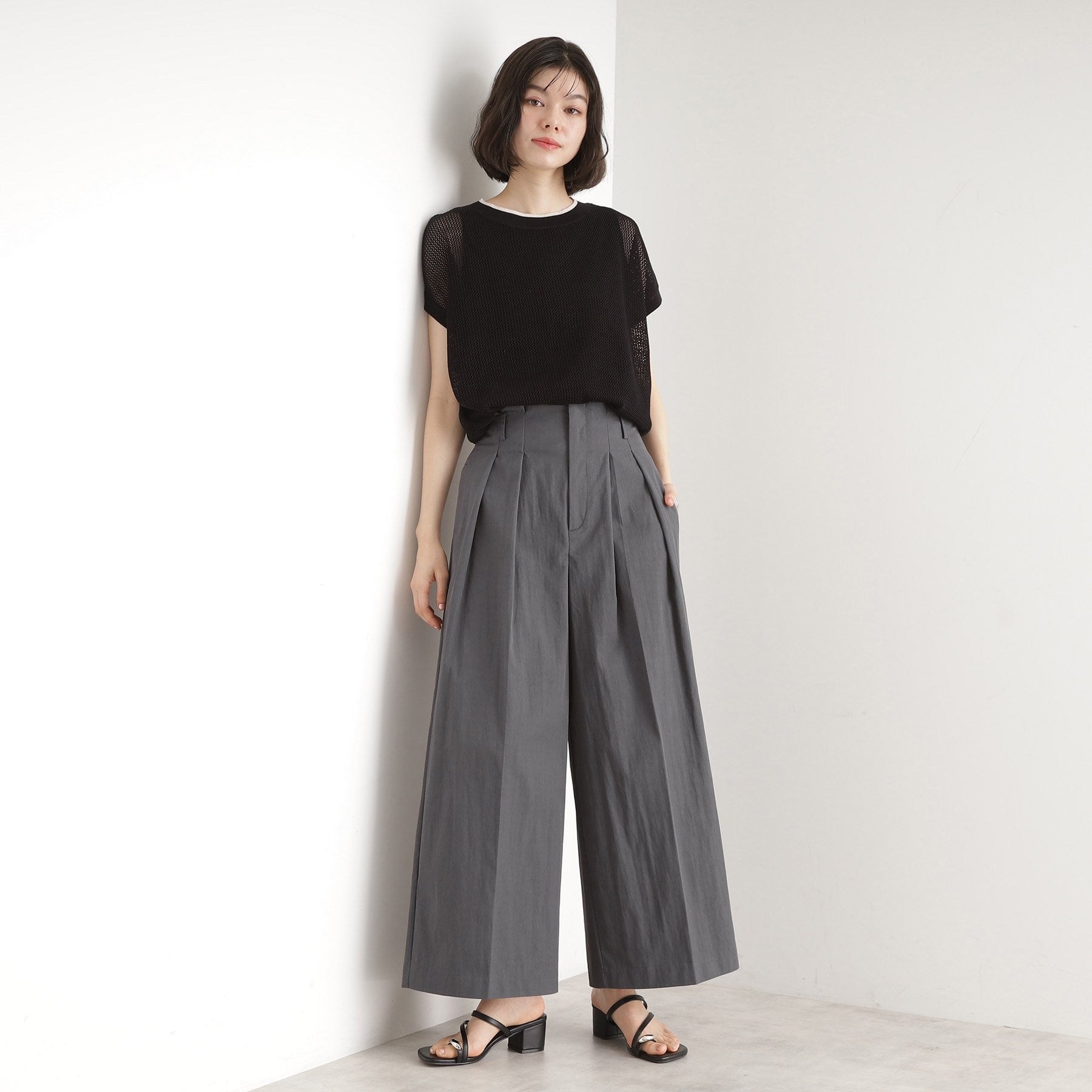 ザ ショップ ティーケー (ウィメン) THE SHOP TK(Women) コットンナイロン2タックワイドパンツ (オフホワイト(003)) オフホワイト(003)