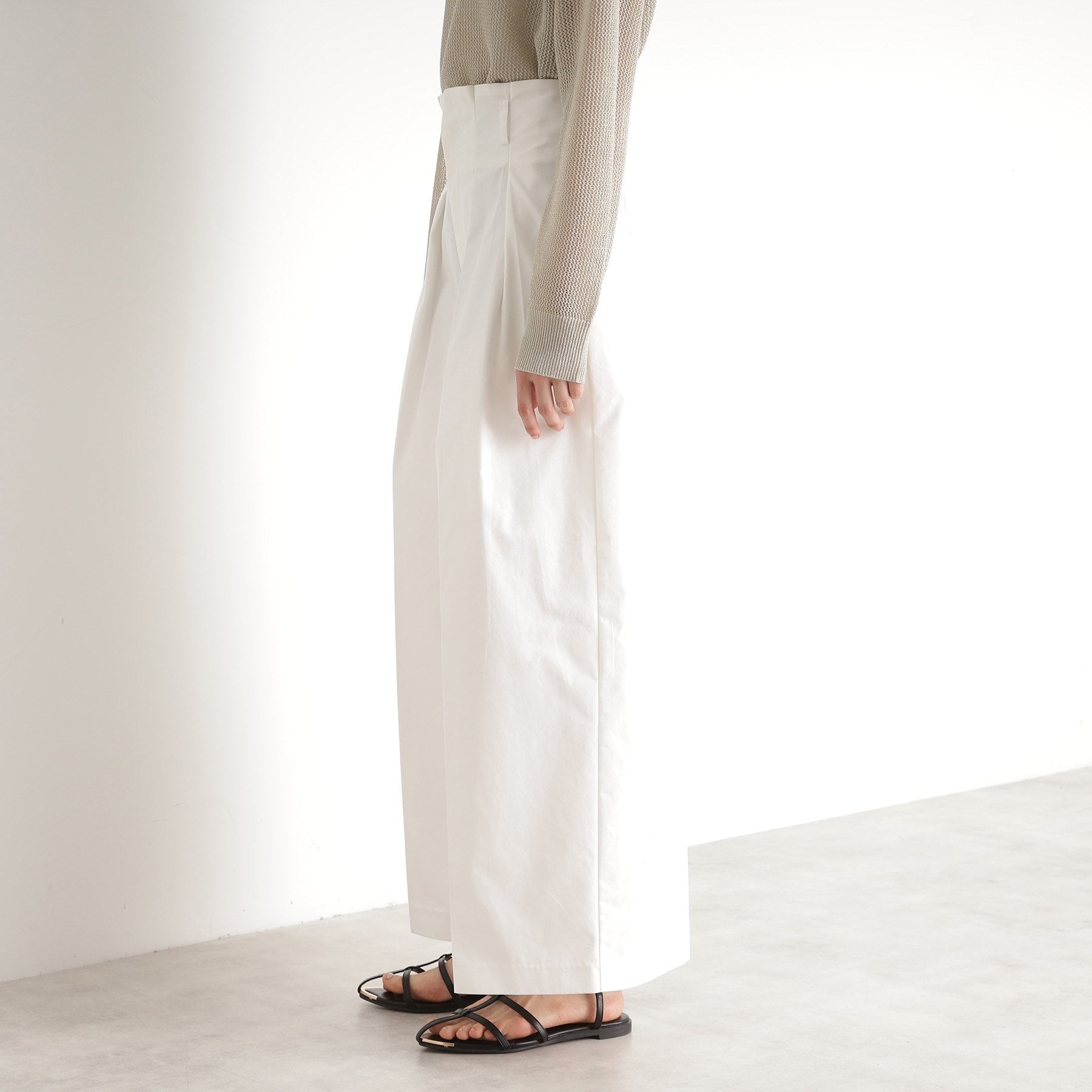 ザ ショップ ティーケー (ウィメン) THE SHOP TK(Women) コットンナイロン2タックワイドパンツ (オフホワイト(003)) オフホワイト(003)