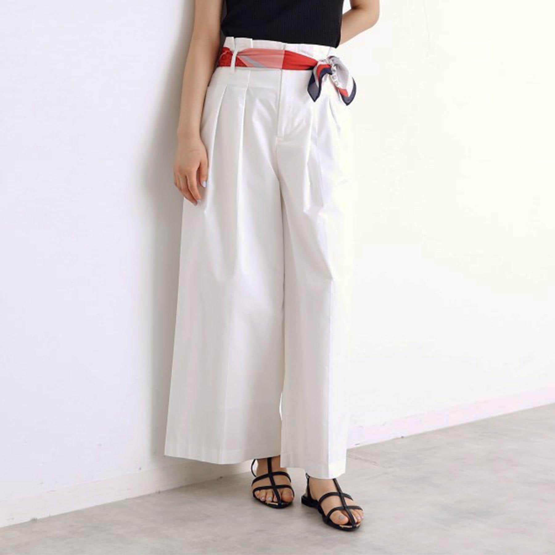 ザ ショップ ティーケー (ウィメン) THE SHOP TK(Women) コットンナイロン2タックワイドパンツ (オフホワイト(003)) オフホワイト(003)