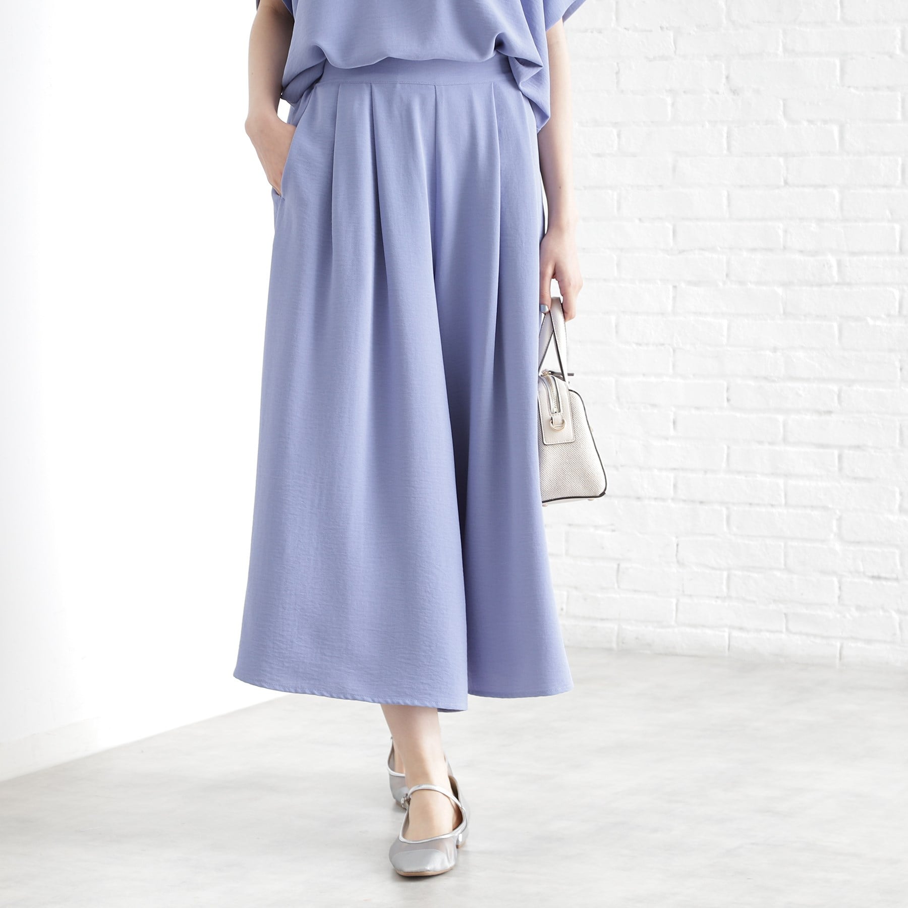 ザ ショップ ティーケー (ウィメン) THE SHOP TK(Women) フレアスカートパンツ【シワになりにくい/接触冷感/UV/洗える】 (ブルー(092)) ブルー(092)