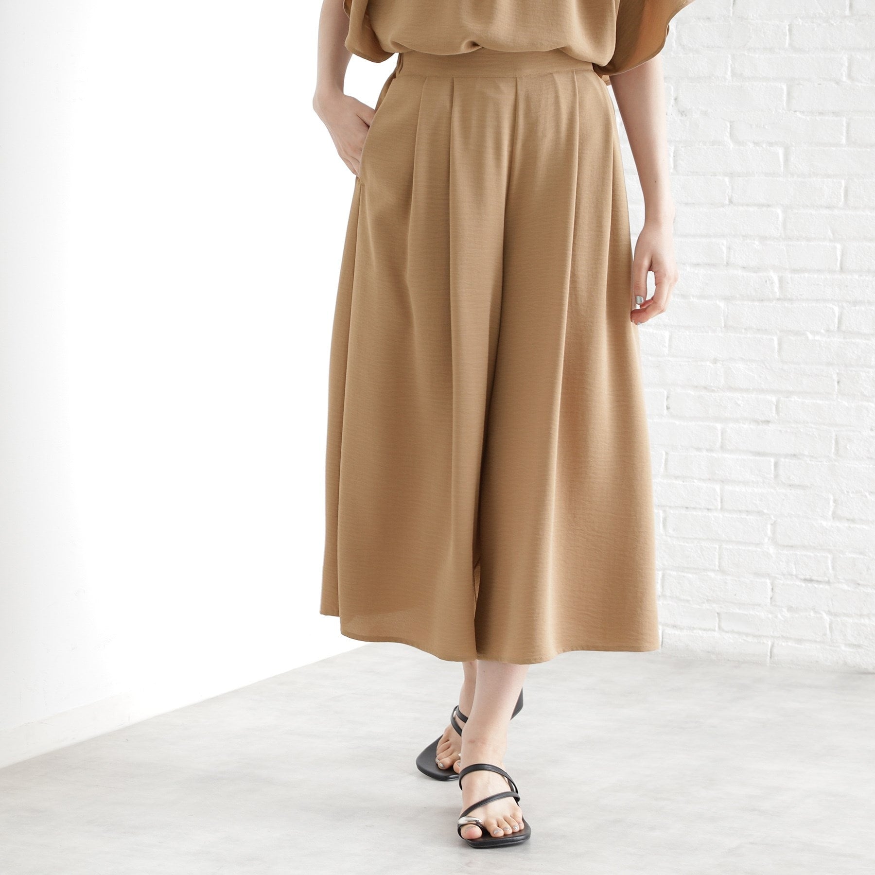 ザ ショップ ティーケー (ウィメン) THE SHOP TK(Women) フレアスカートパンツ【シワになりにくい/接触冷感/UV/洗える】 (ベージュ(052)) ベージュ(052)