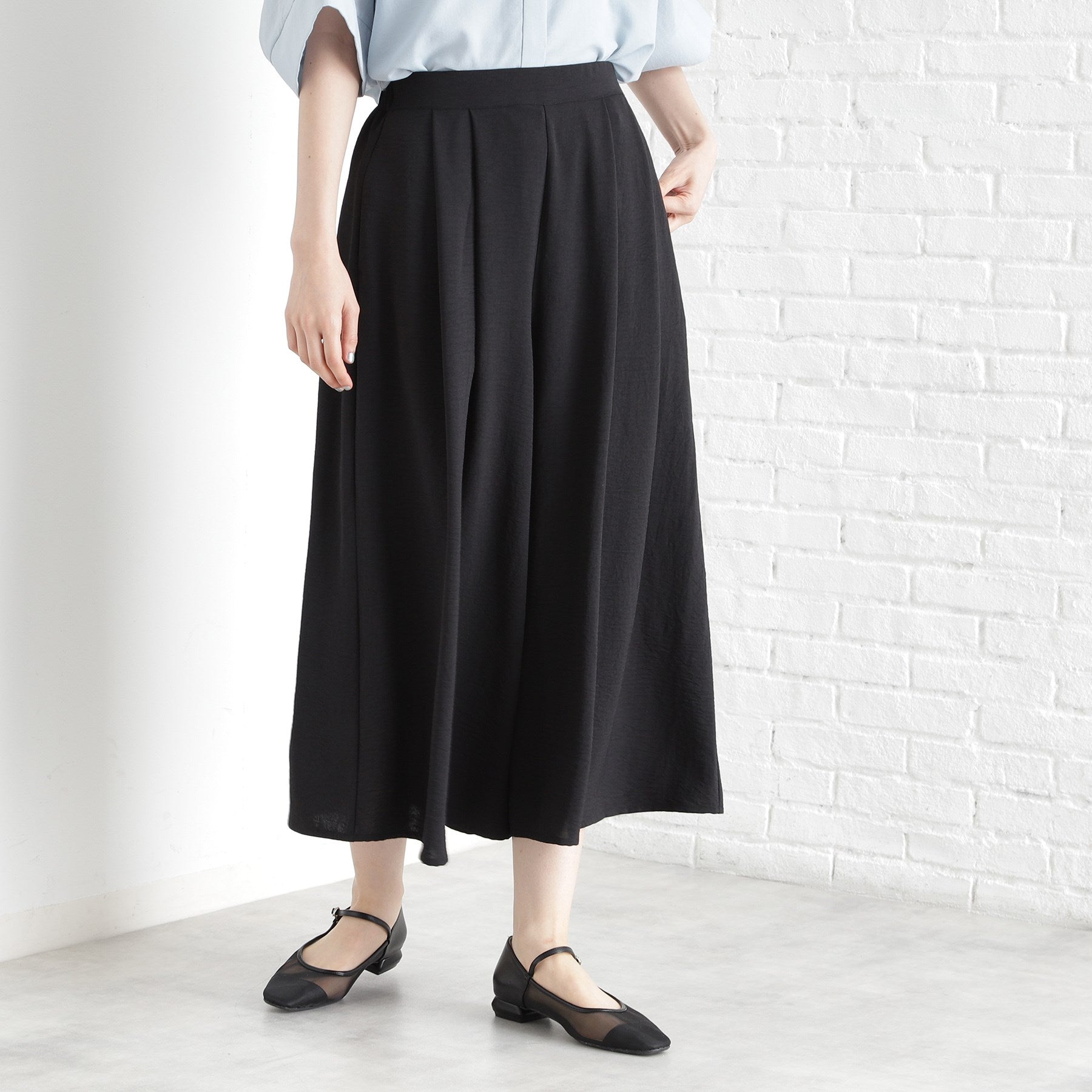 ザ ショップ ティーケー (ウィメン) THE SHOP TK(Women) フレアスカートパンツ【シワになりにくい/接触冷感/UV/洗える】 (ブラック(019)) ブラック(019)