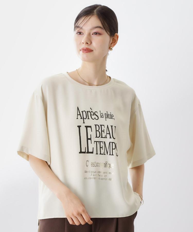 ザ ショップ ティーケー (ウィメン) THE SHOP TK(Women) ポーラプリント布帛Tシャツ (オフホワイト(003)) オフホワイト(003)