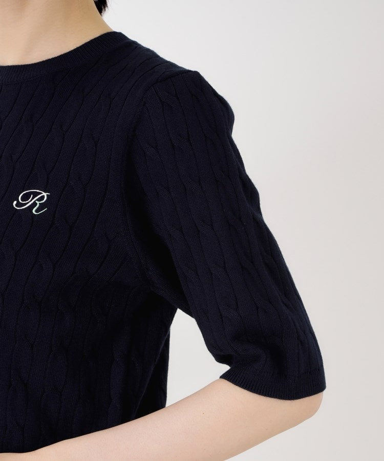 ザ ショップ ティーケー (ウィメン) THE SHOP TK(Women) 刺繍入りケーブルニット半袖 (アイボリー(004)) アイボリー(004)