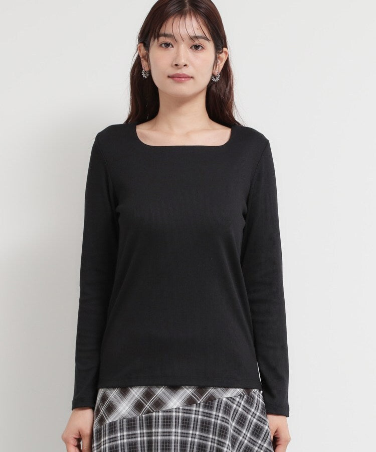 ザ ショップ ティーケー (ウィメン) THE SHOP TK(Women) スクエアネックテレコトップス (ブラック(019)) ブラック(019)