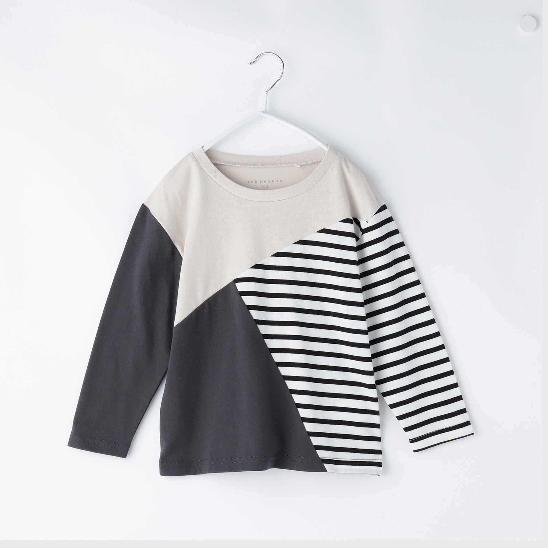 THE SHOP TK 【100-150】Diagonal Color Block Long Sleeve Tee