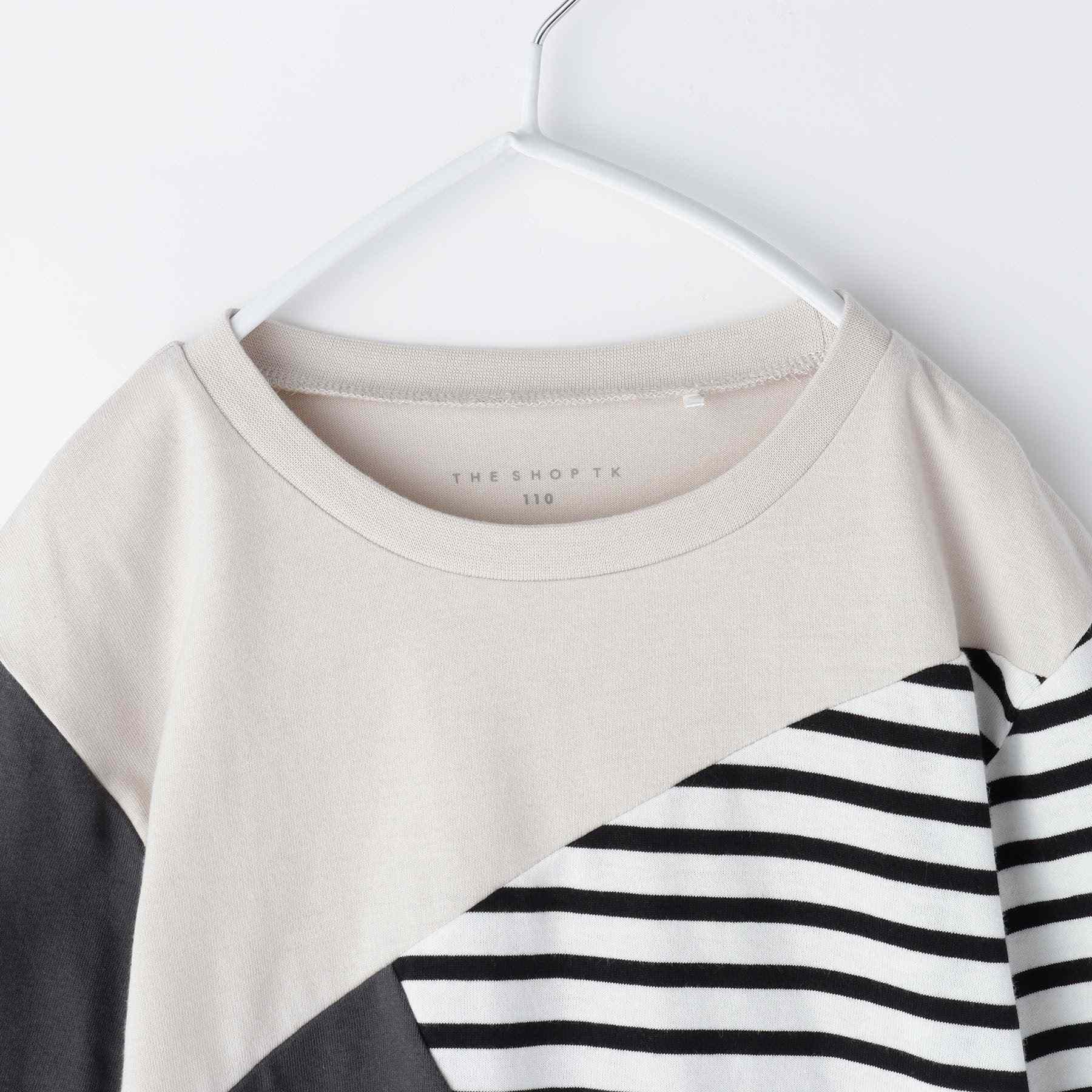 THE SHOP TK 【100-150】Diagonal Color Block Long Sleeve Tee