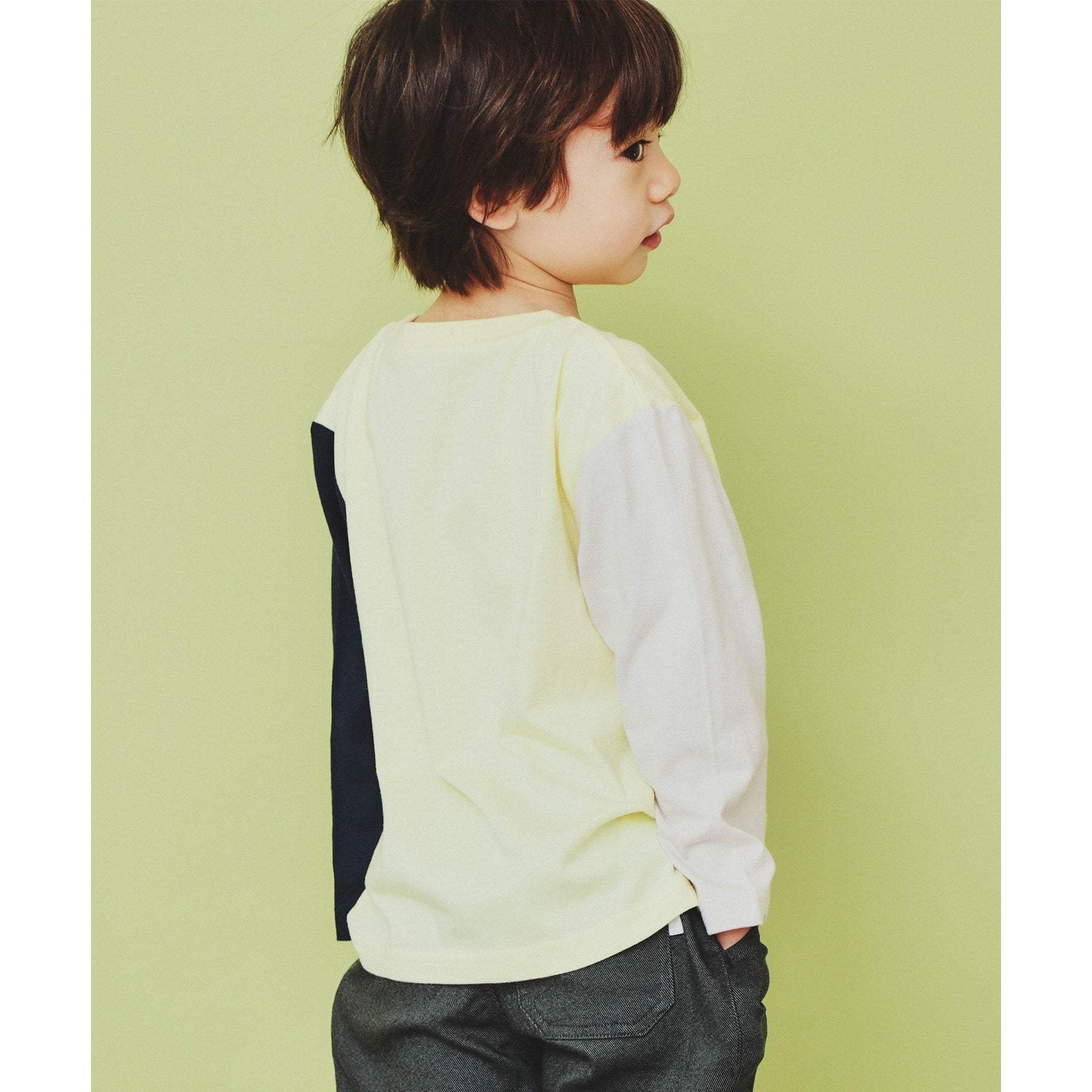 THE SHOP TK 【100-150】Diagonal Color Block Long Sleeve Tee