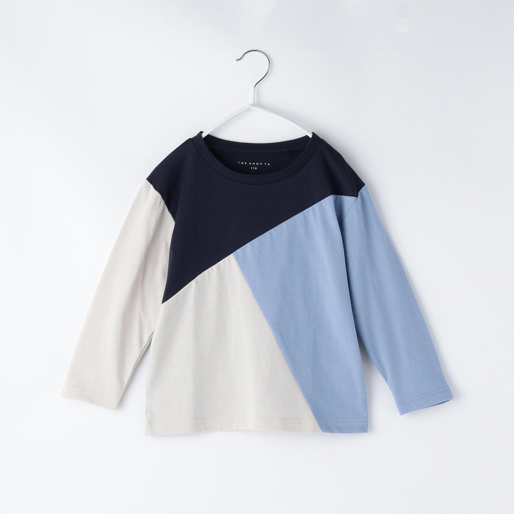 THE SHOP TK 【100-150】Diagonal Color Block Long Sleeve Tee