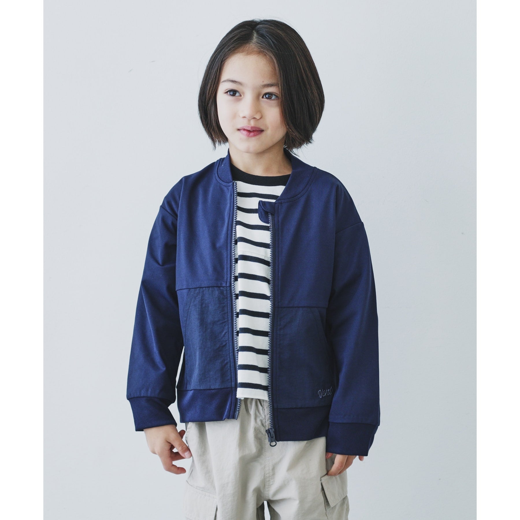 TKページ THE SHOP TK Multi-function Different Material PK Jersey Zip Cardigan