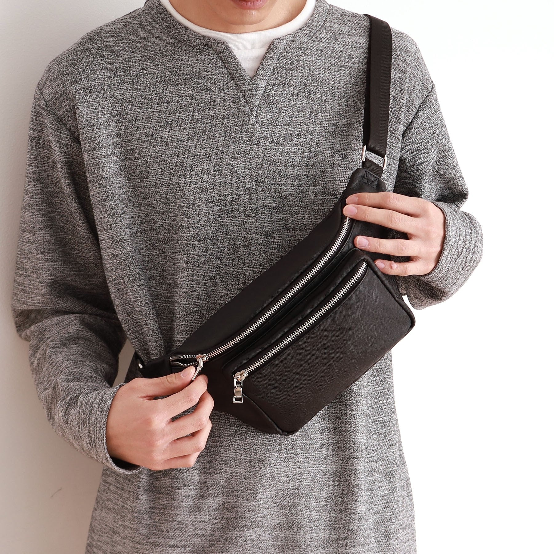 ザ ショップ ティーケー(メンズ) THE SHOP TK(Men) 2ポケットシュリンクボディバッグ (ブラック(019)) ブラック(019)