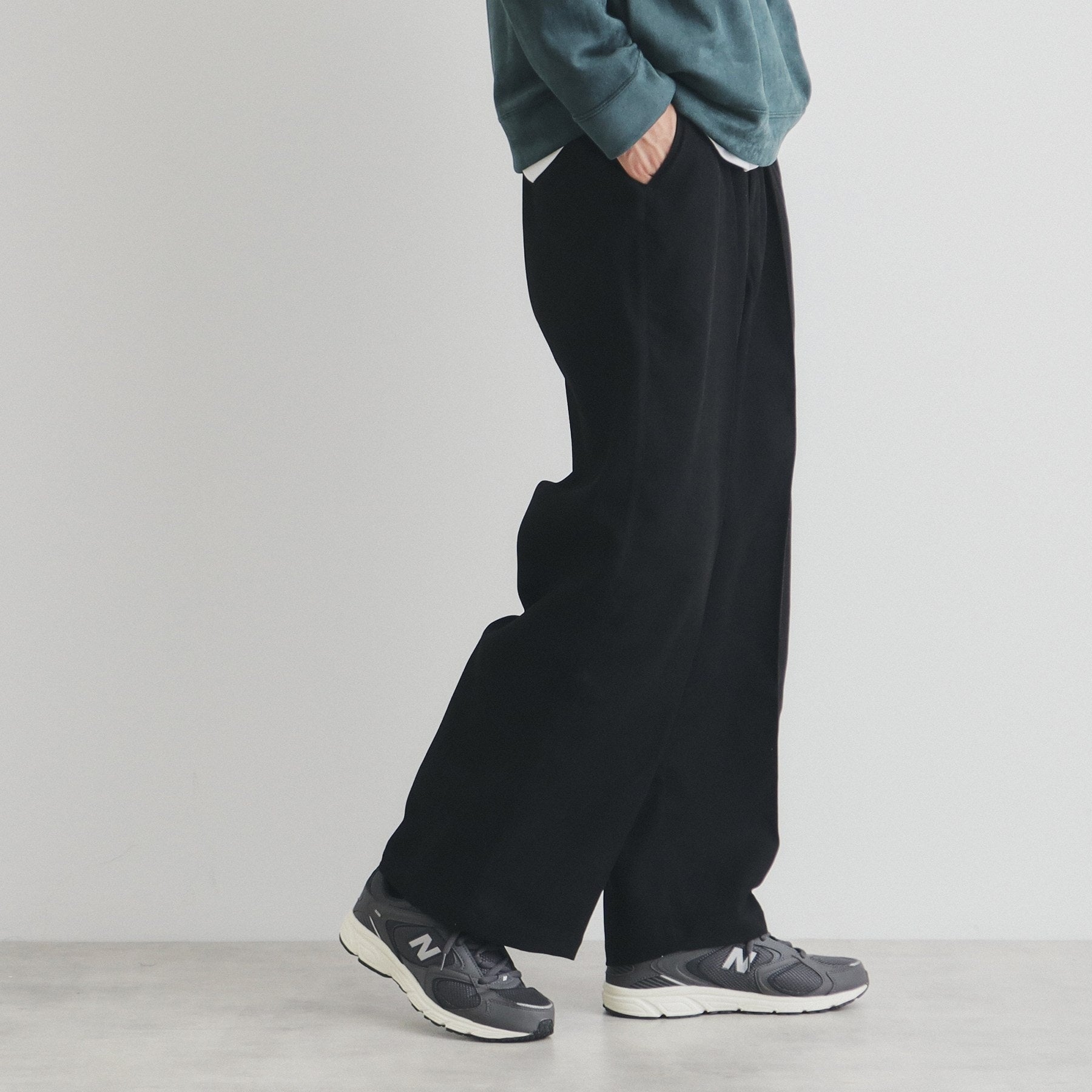 ザ ショップ ティーケー(メンズ) THE SHOP TK(Men) ツータックワイドストレートスラックス ツイル/デニム (チャコールグレー(014)) チャコールグレー(014)