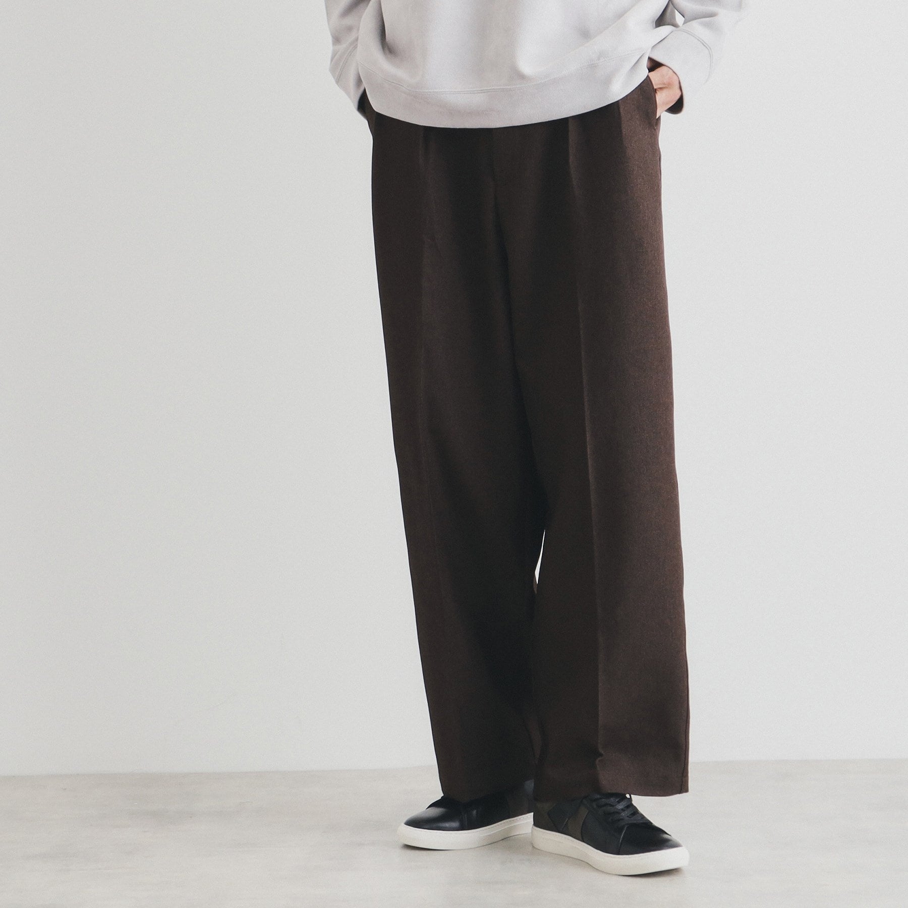 ザ ショップ ティーケー(メンズ) THE SHOP TK(Men) ツータックワイドストレートスラックス ツイル/デニム (チャコールグレー(014)) チャコールグレー(014)