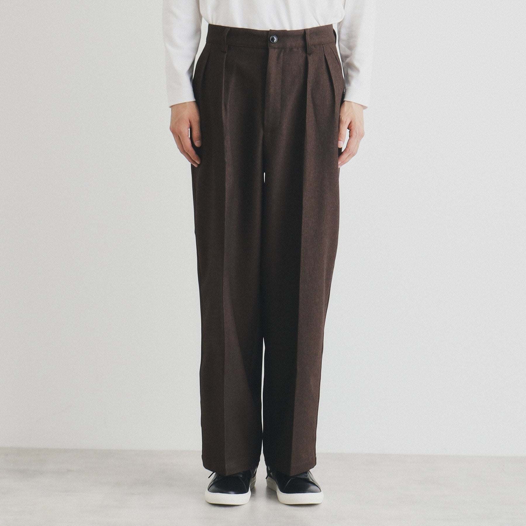 ザ ショップ ティーケー(メンズ) THE SHOP TK(Men) ツータックワイドストレートスラックス ツイル/デニム (チャコールグレー(014)) チャコールグレー(014)