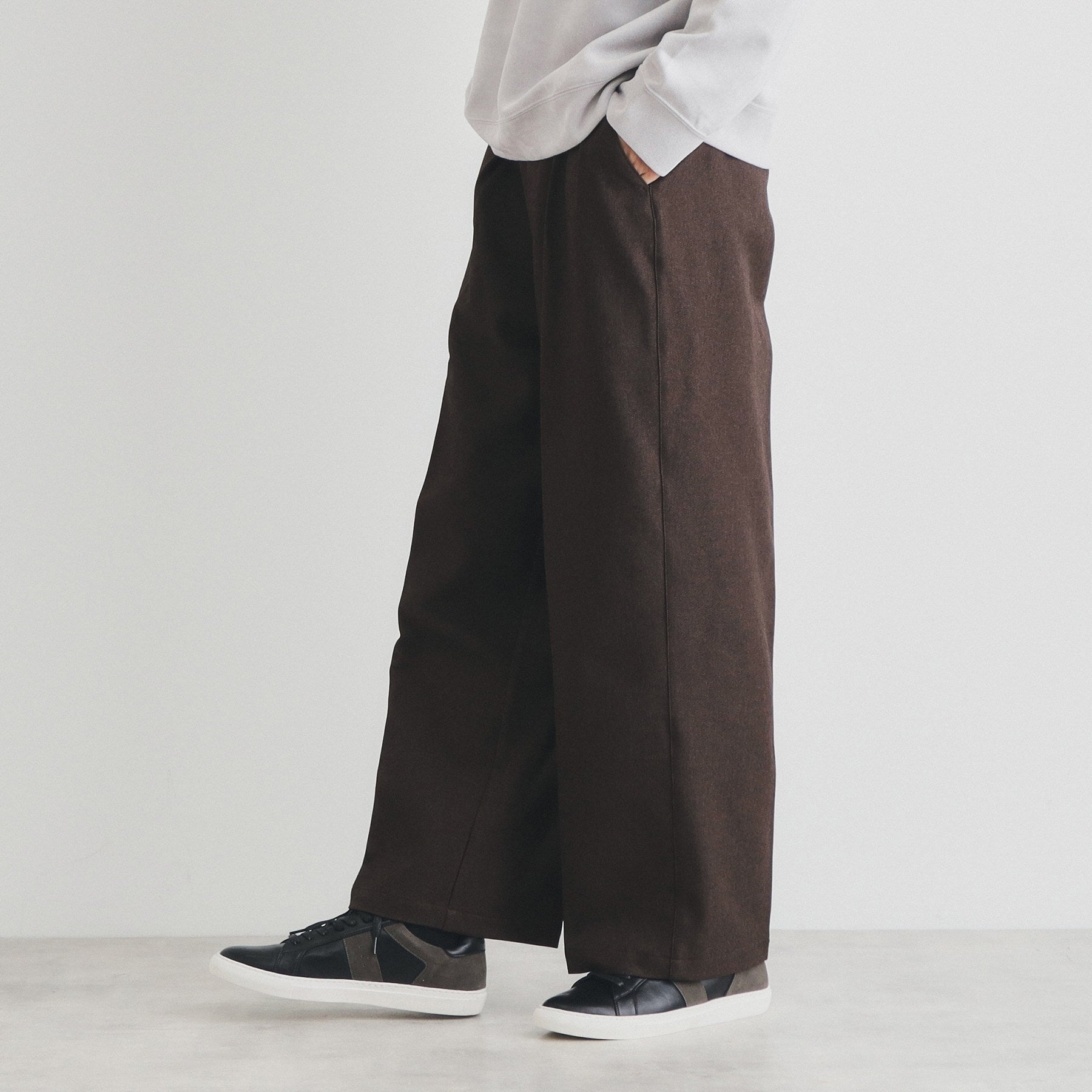 ザ ショップ ティーケー(メンズ) THE SHOP TK(Men) ツータックワイドストレートスラックス ツイル/デニム (チャコールグレー(014)) チャコールグレー(014)