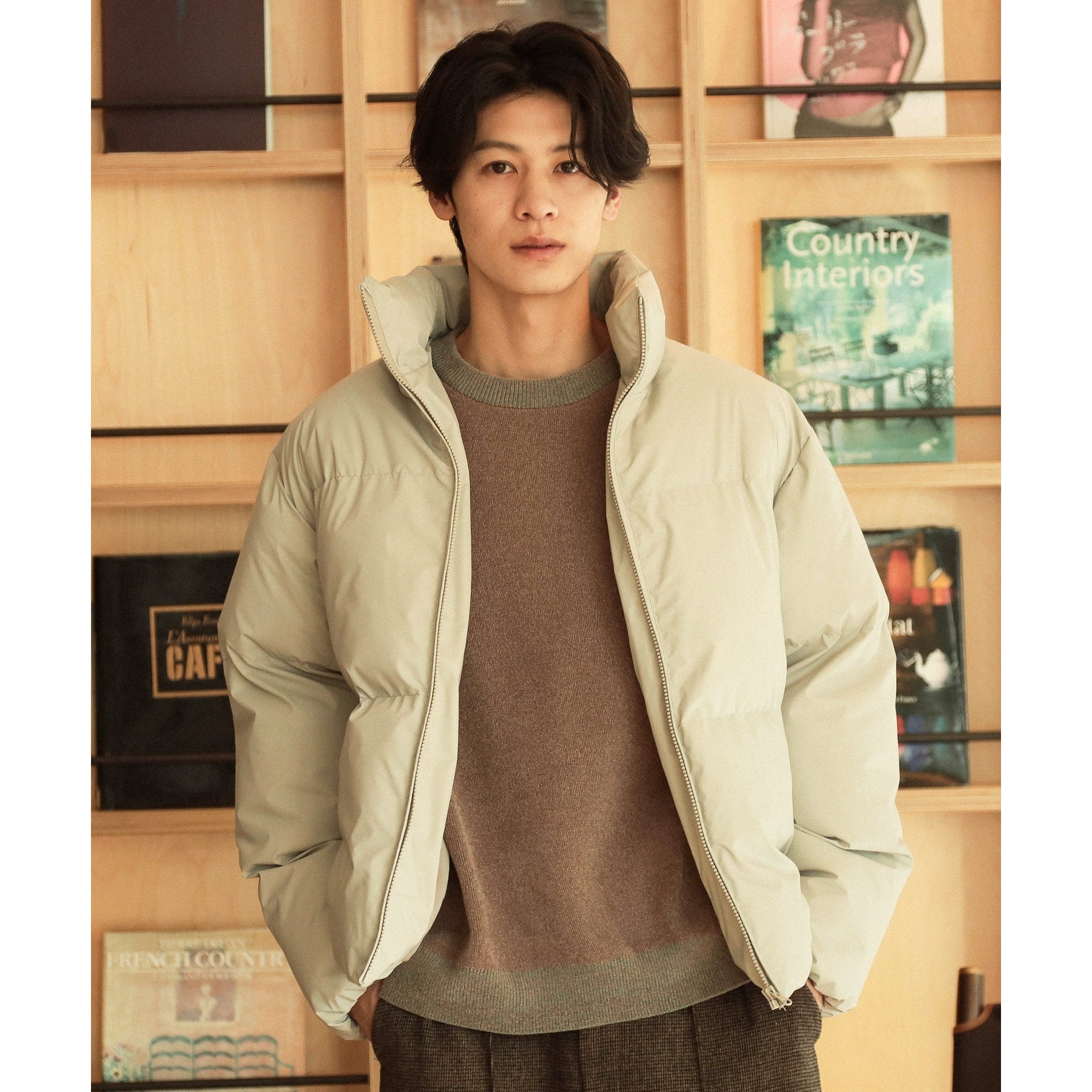 ザ ショップ ティーケー(メンズ) THE SHOP TK(Men) スタンドネック中綿ジップブルゾン (ライトグレー(011)) ライトグレー(011)