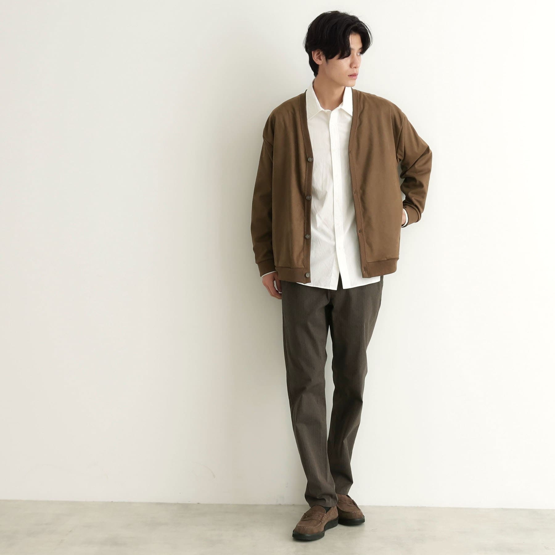 ザ ショップ ティーケー(メンズ) THE SHOP TK(Men) ツイルスウェードタッチカーディガン (ブラウン(044)) ブラウン(044)