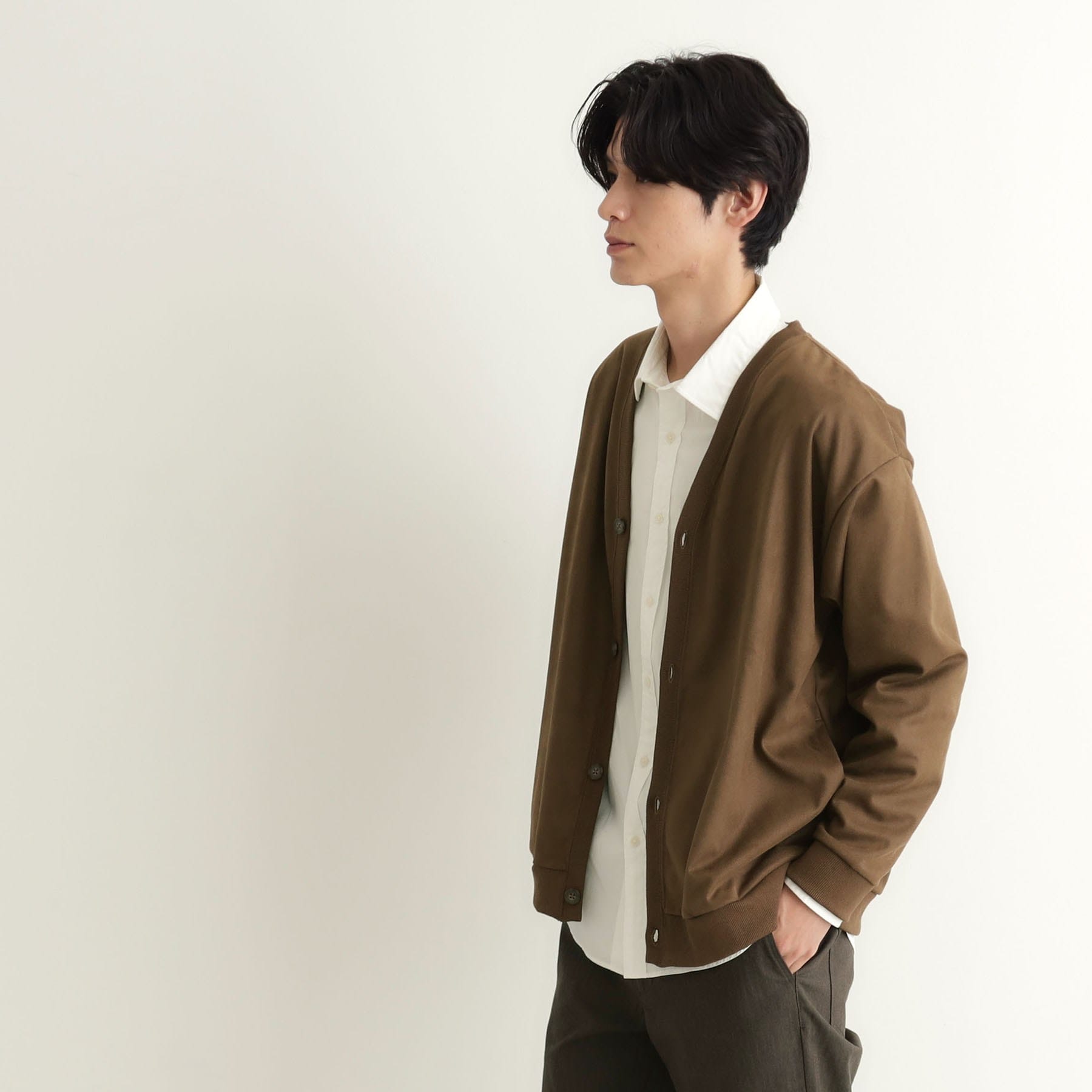 ザ ショップ ティーケー(メンズ) THE SHOP TK(Men) ツイルスウェードタッチカーディガン (ブラウン(044)) ブラウン(044)