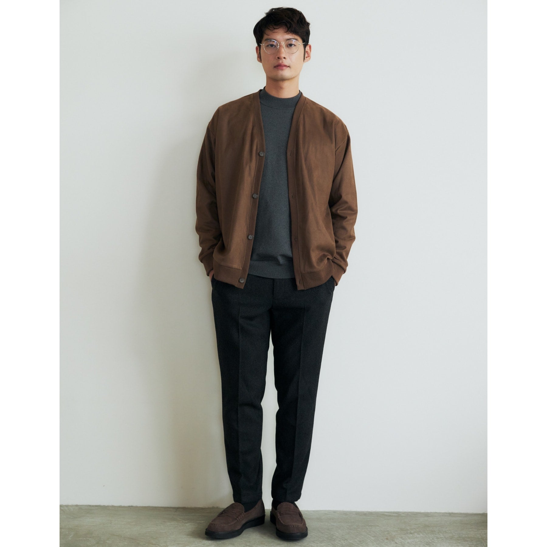ザ ショップ ティーケー(メンズ) THE SHOP TK(Men) ツイルスウェードタッチカーディガン (ブラウン(044)) ブラウン(044)