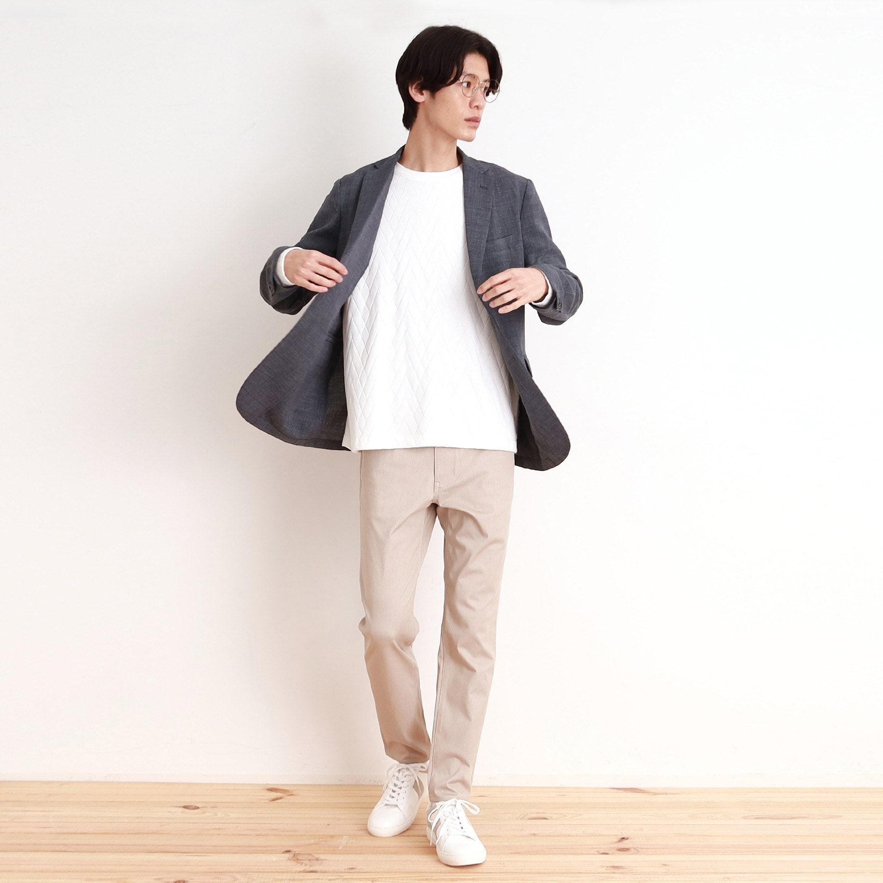 ザ ショップ ティーケー(メンズ) THE SHOP TK(Men) ジオメトリックリンクス長袖Tシャツ ON/OFF兼用 (オフホワイト(003)) オフホワイト(003)