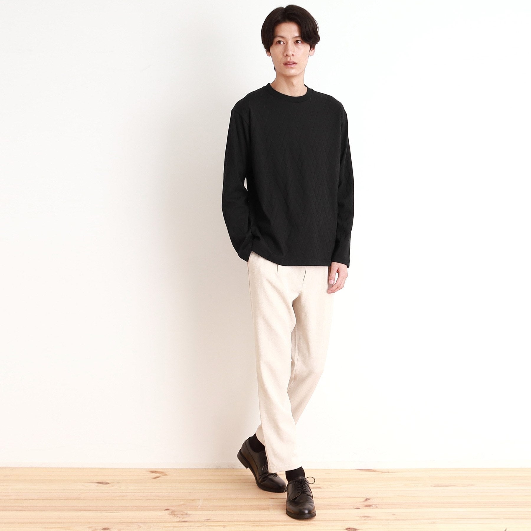 ザ ショップ ティーケー(メンズ) THE SHOP TK(Men) ジオメトリックリンクス長袖Tシャツ ON/OFF兼用 (オフホワイト(003)) オフホワイト(003)