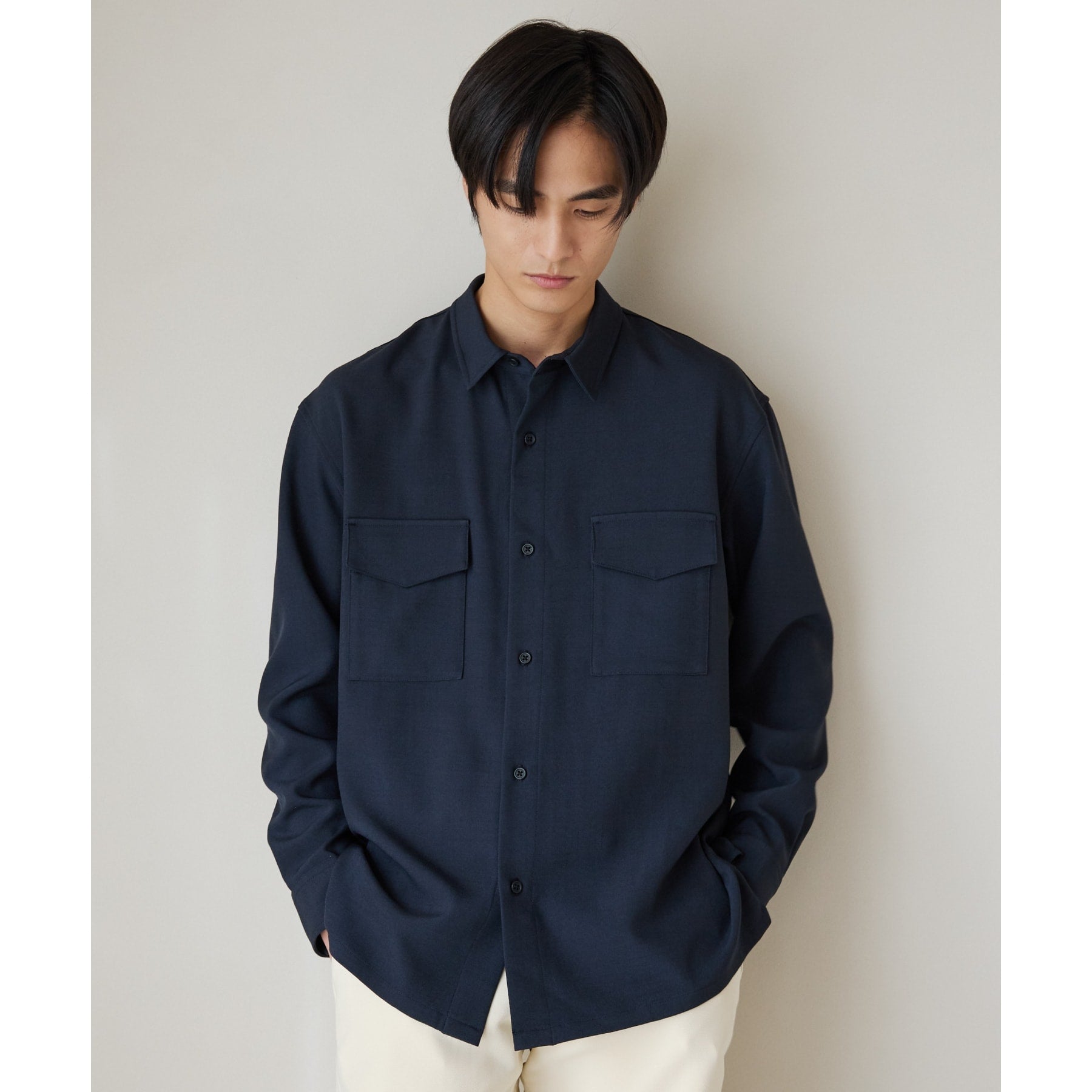 THE SHOP TK Recycled Sharkskin Double Flap Shirt Set Up Available