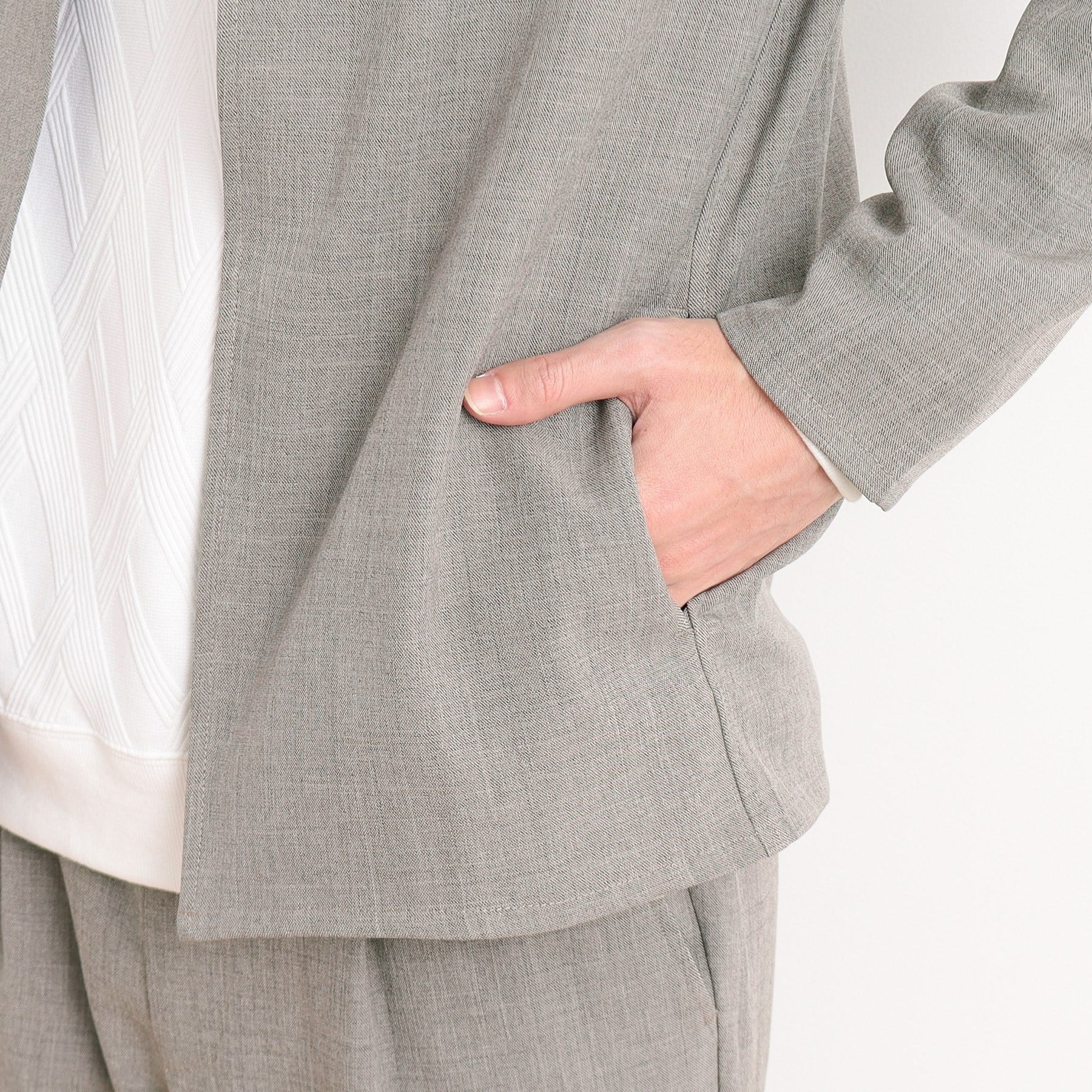 ザ ショップ ティーケー(メンズ) THE SHOP TK(Men) リサイクルシャークスキンノーカラーカーディガン セットアップ可 (ブルー(093)) ブルー(093)