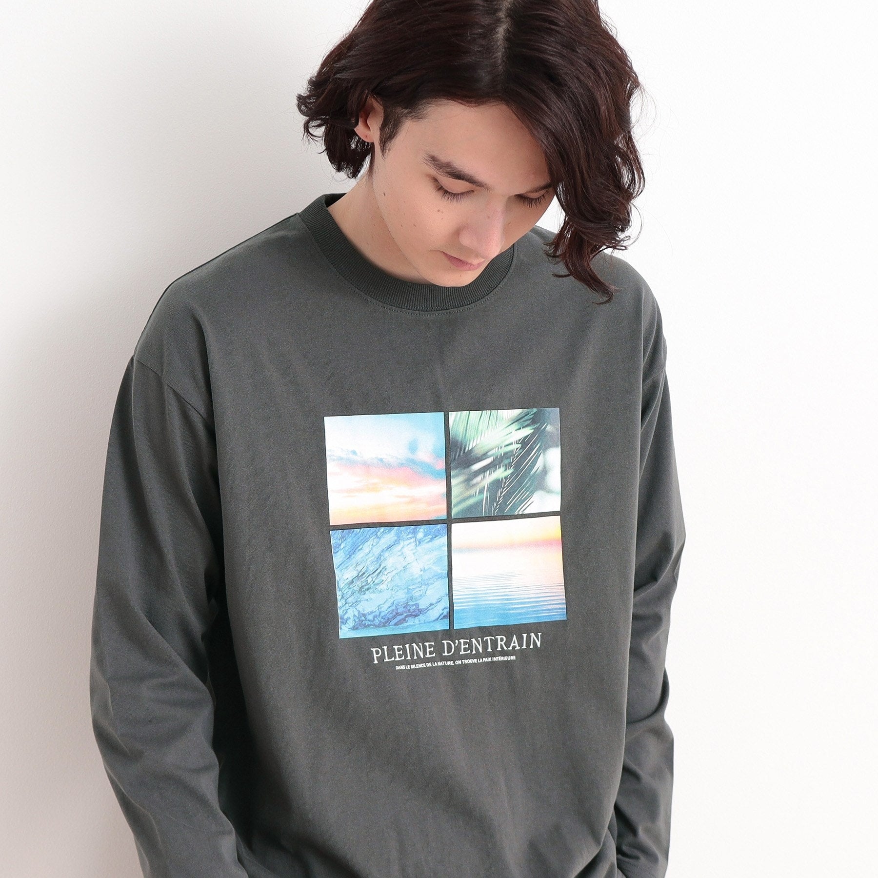 ザ ショップ ティーケー(メンズ) THE SHOP TK(Men) オーガニックコットンフォトプリントTシャツ (チャコールグレー(114)) チャコールグレー(114)