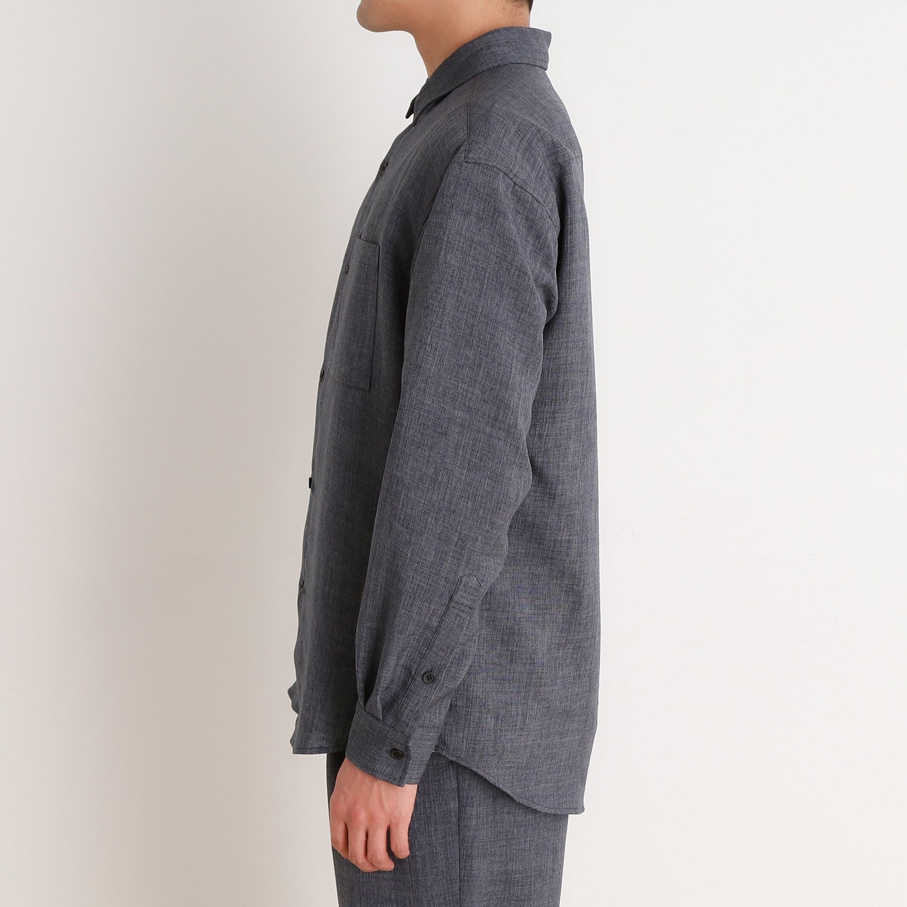 ザ ショップ ティーケー(メンズ) THE SHOP TK(Men) リネンライクレギュラーカラーシャツ セットアップ可 (ネイビー(094)) ネイビー(094)