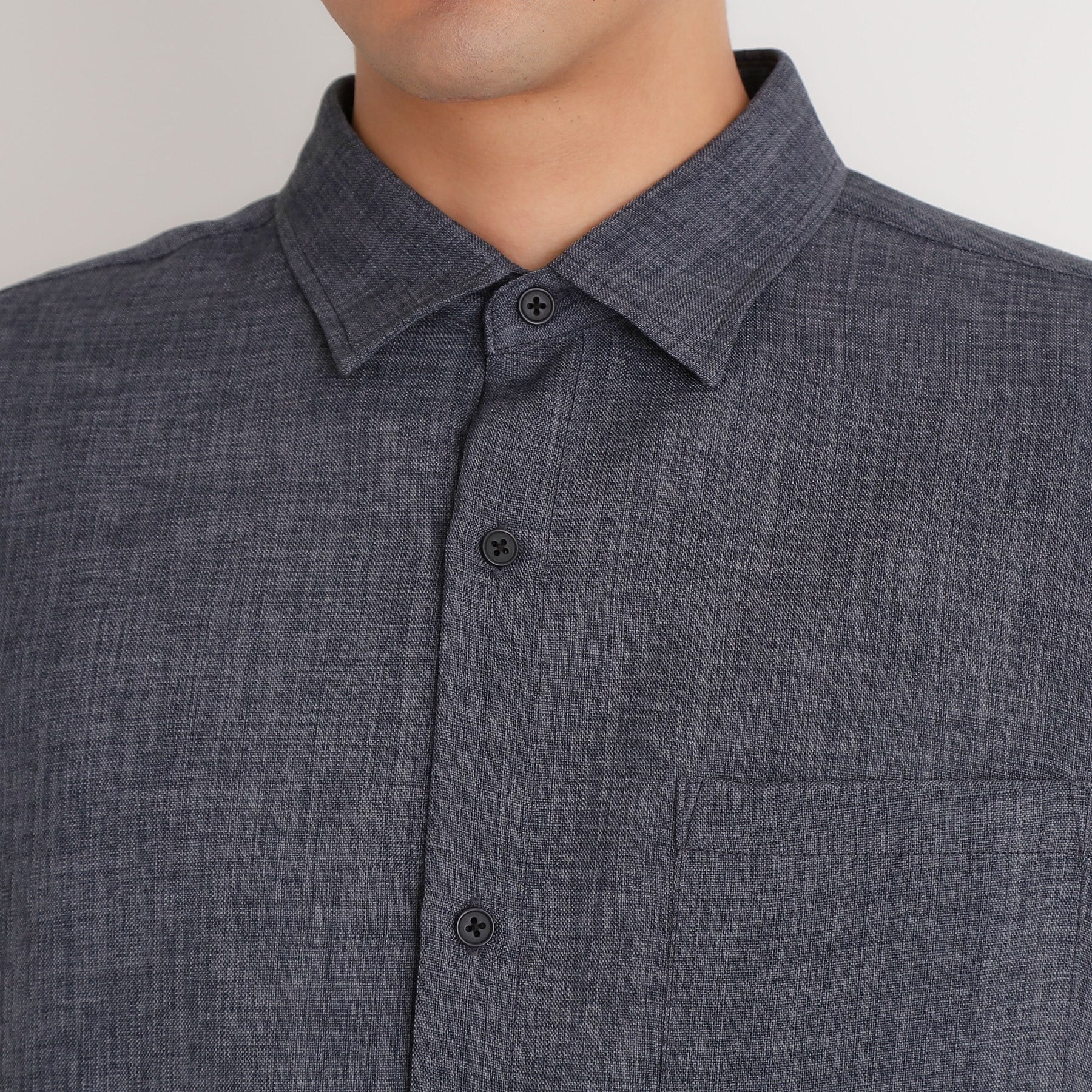 ザ ショップ ティーケー(メンズ) THE SHOP TK(Men) リネンライクレギュラーカラーシャツ セットアップ可 (ネイビー(094)) ネイビー(094)