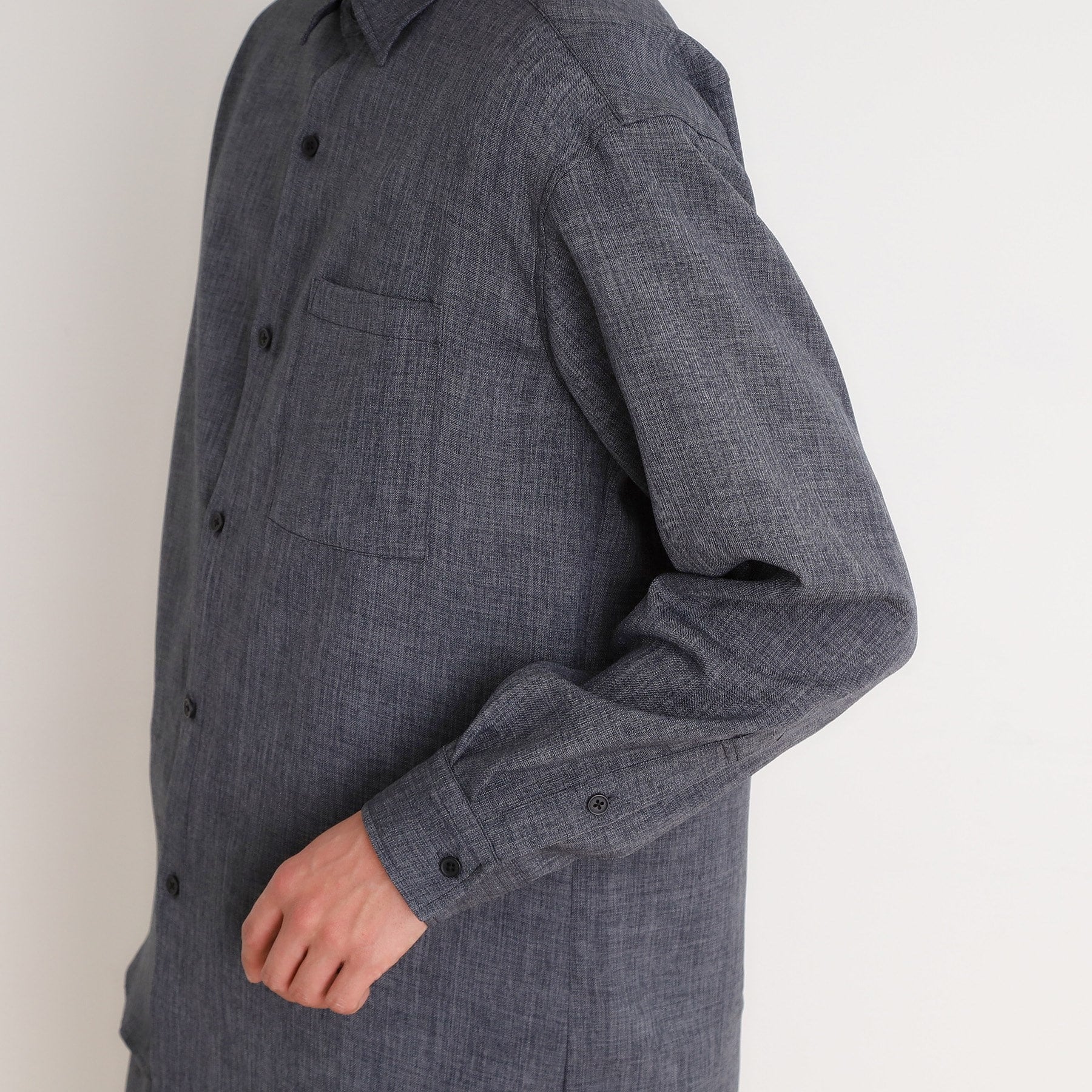 ザ ショップ ティーケー(メンズ) THE SHOP TK(Men) リネンライクレギュラーカラーシャツ セットアップ可 (ネイビー(094)) ネイビー(094)