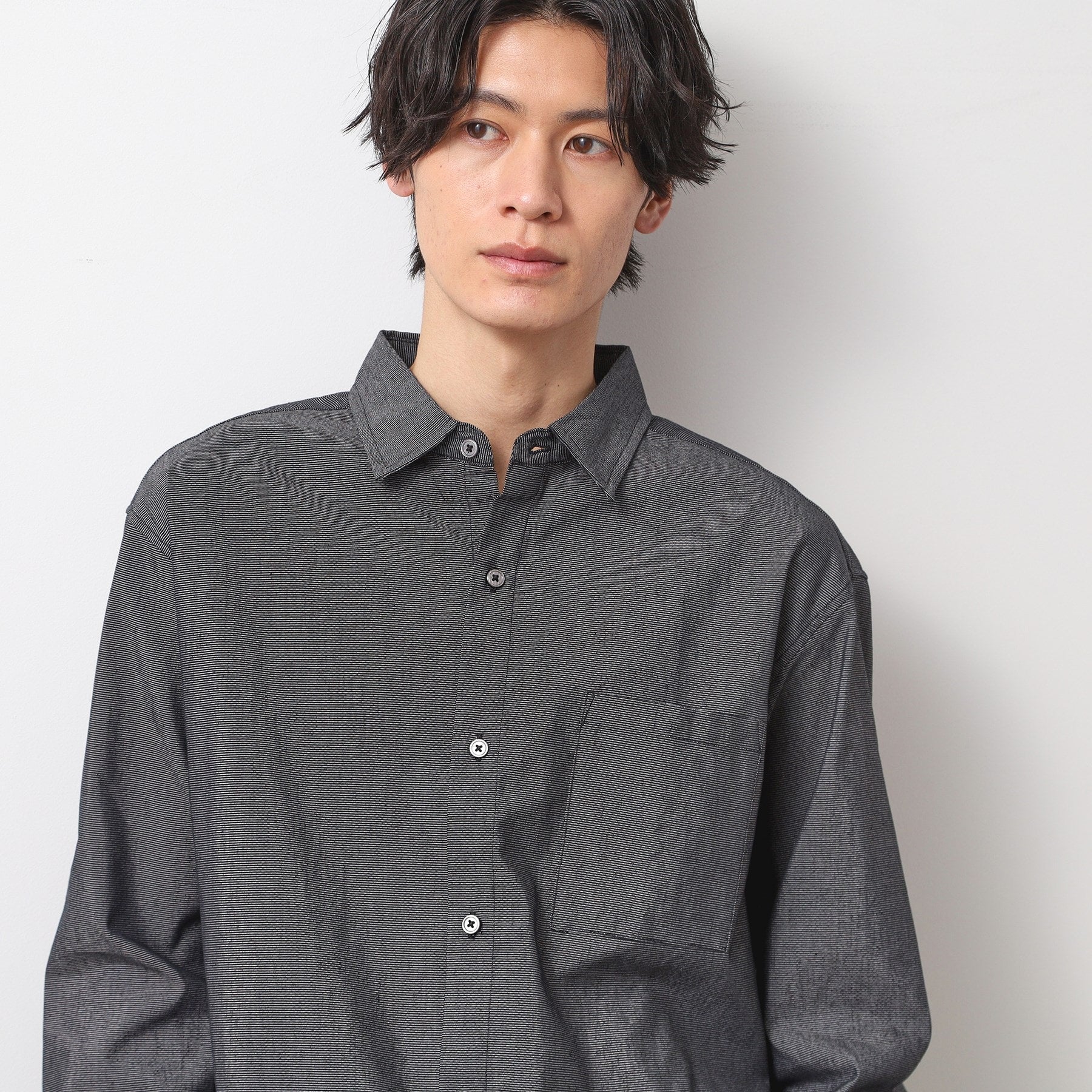 ザ ショップ ティーケー(メンズ) THE SHOP TK(Men) 綿麻ポリCOOLMAX(R)シャツLS (ブラック(019)) ブラック(019)