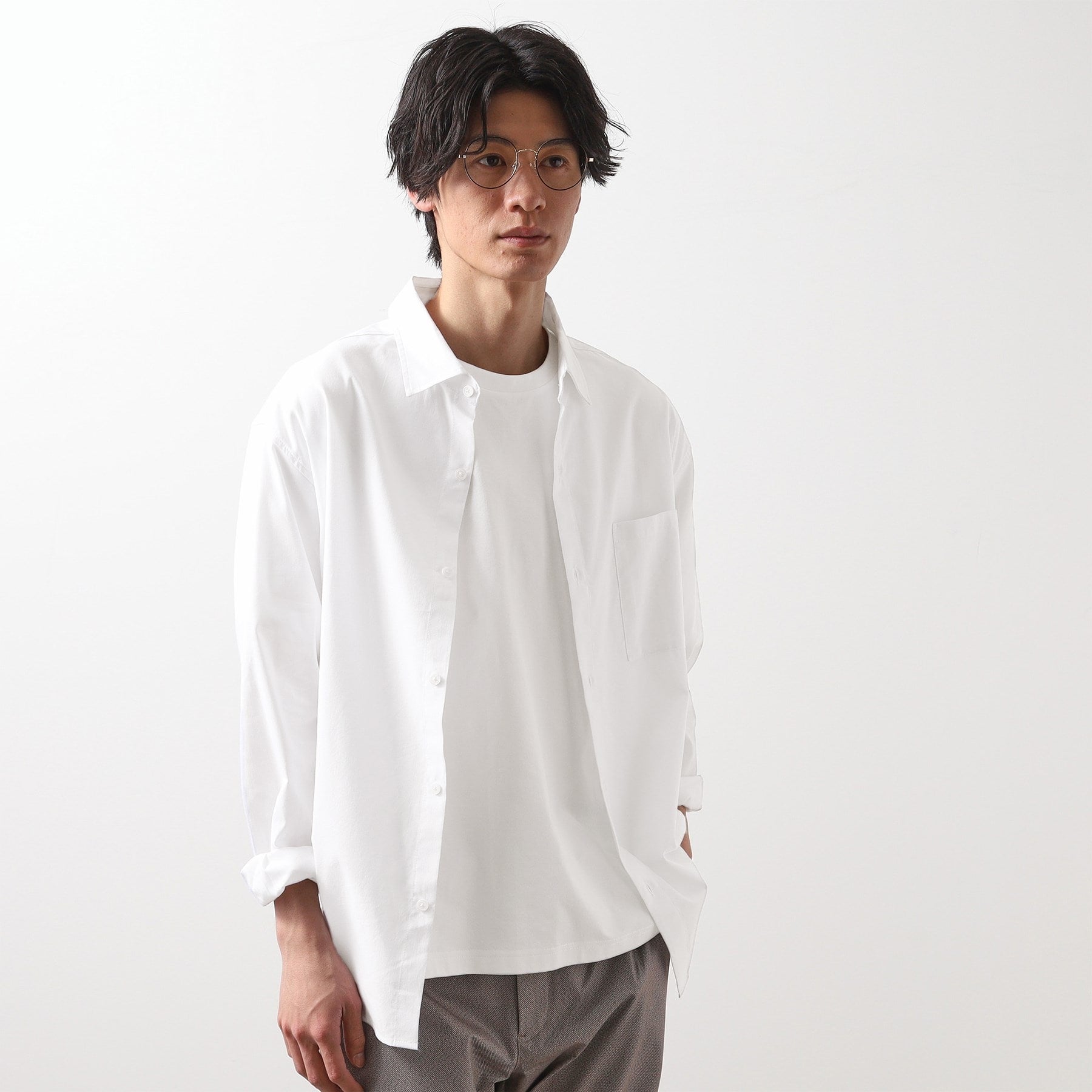 ザ ショップ ティーケー(メンズ) THE SHOP TK(Men) 綿麻ポリCOOLMAX(R)シャツLS (ブラック(019)) ブラック(019)