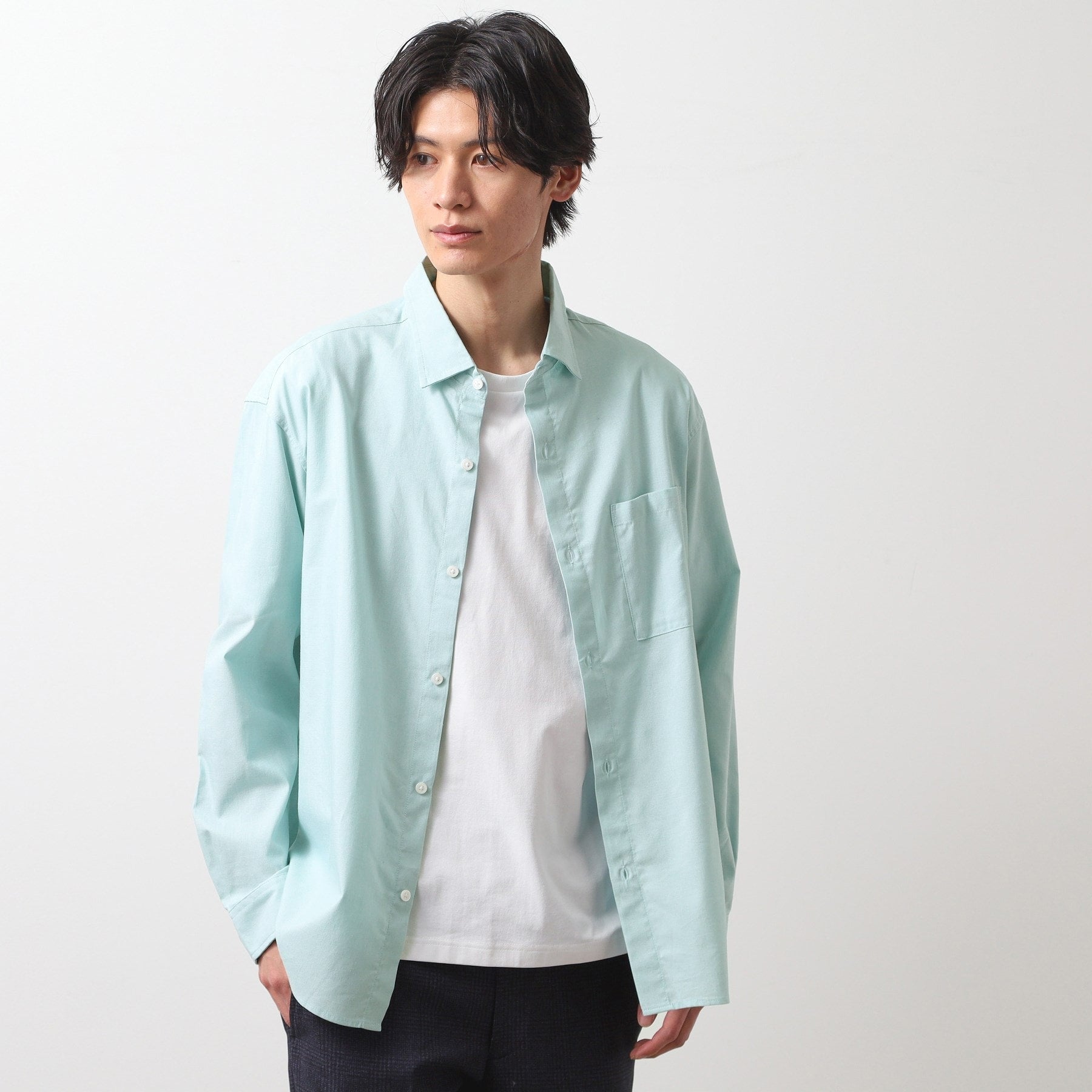 ザ ショップ ティーケー(メンズ) THE SHOP TK(Men) 綿麻ポリCOOLMAX(R)シャツLS (ブラック(019)) ブラック(019)