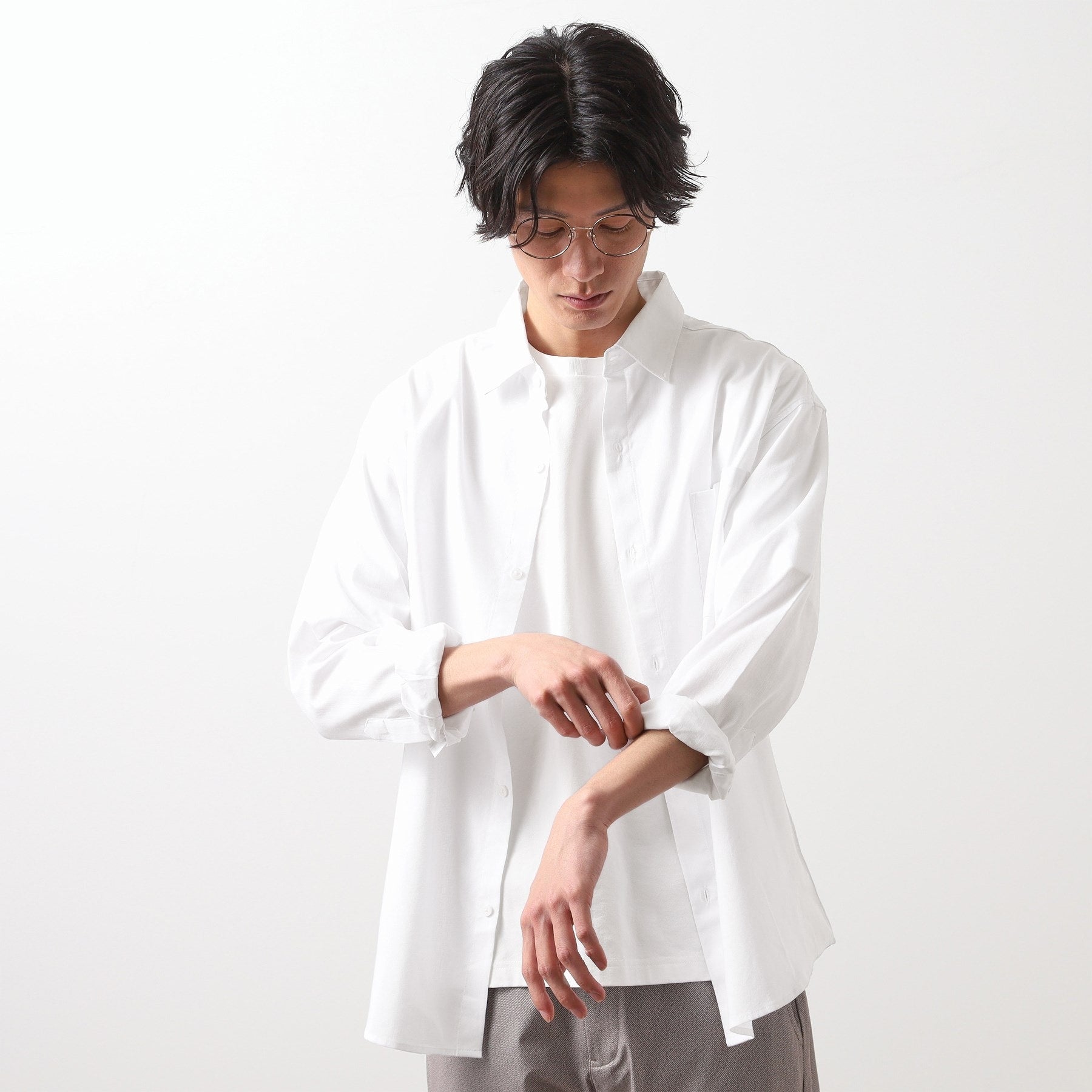 ザ ショップ ティーケー(メンズ) THE SHOP TK(Men) 綿麻ポリCOOLMAX(R)シャツLS (オフホワイト(003)) オフホワイト(003)