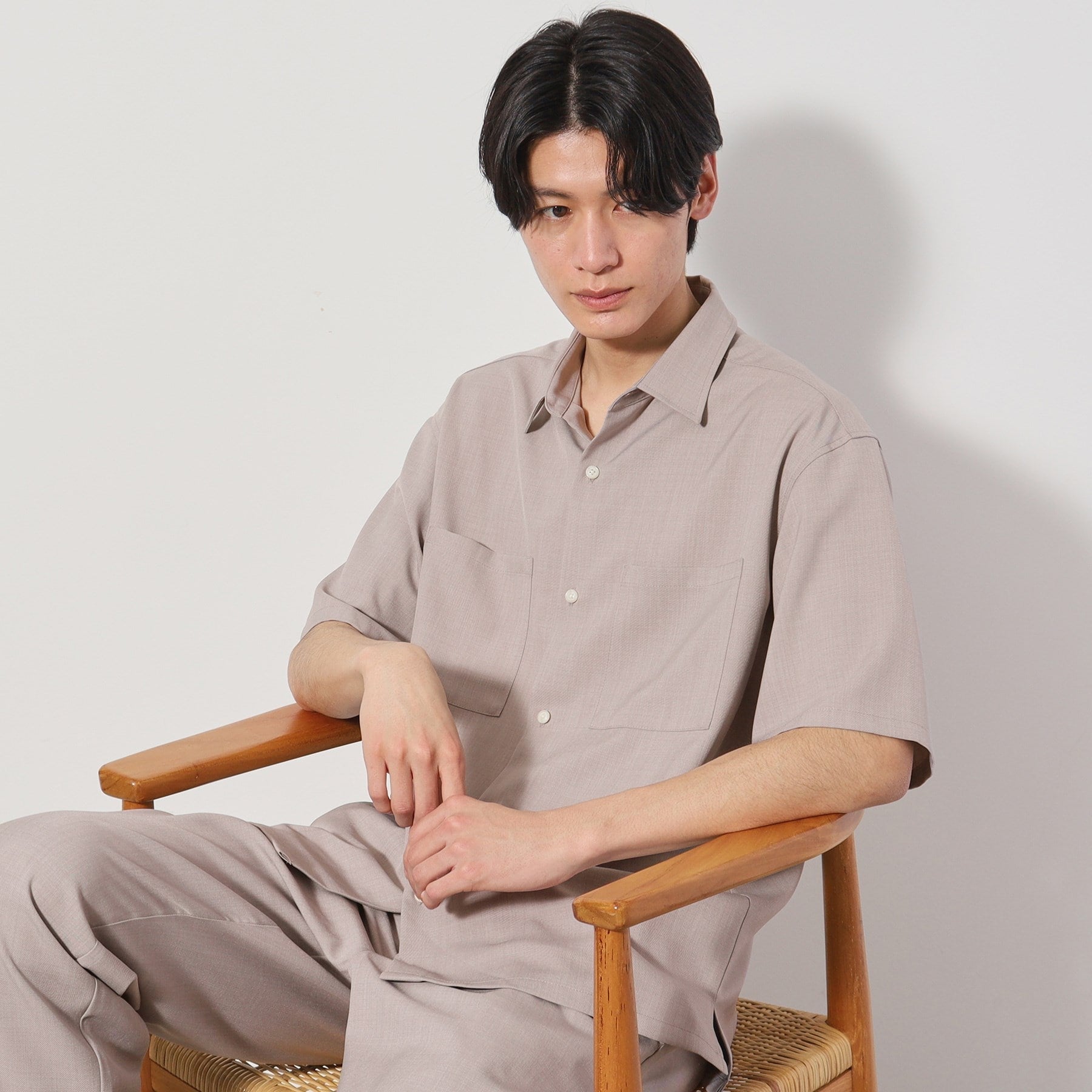 ザ ショップ ティーケー(メンズ) THE SHOP TK(Men) ドライポリ半袖シャツ セットアップ可/洗える/吸水速乾 (ライトグレー(011)) ライトグレー(011)