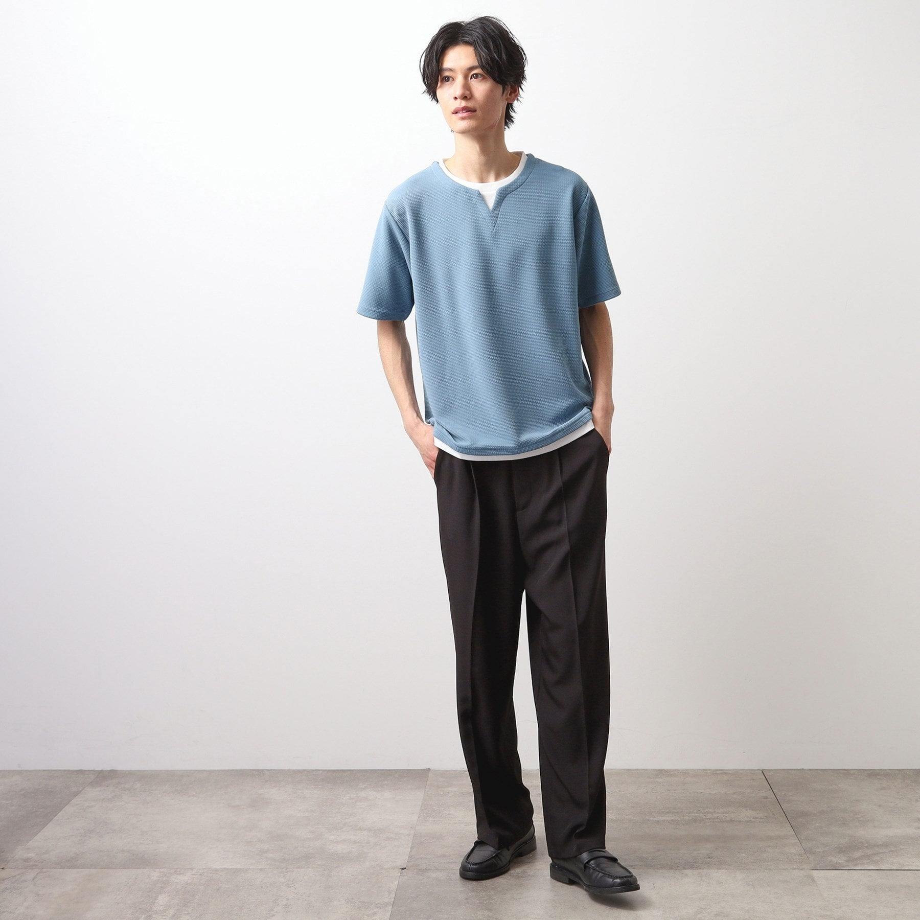 ザ ショップ ティーケー(メンズ) THE SHOP TK(Men) ミニフクレキーネックプルオーバー SS (ブルー(092)) ブルー(092)