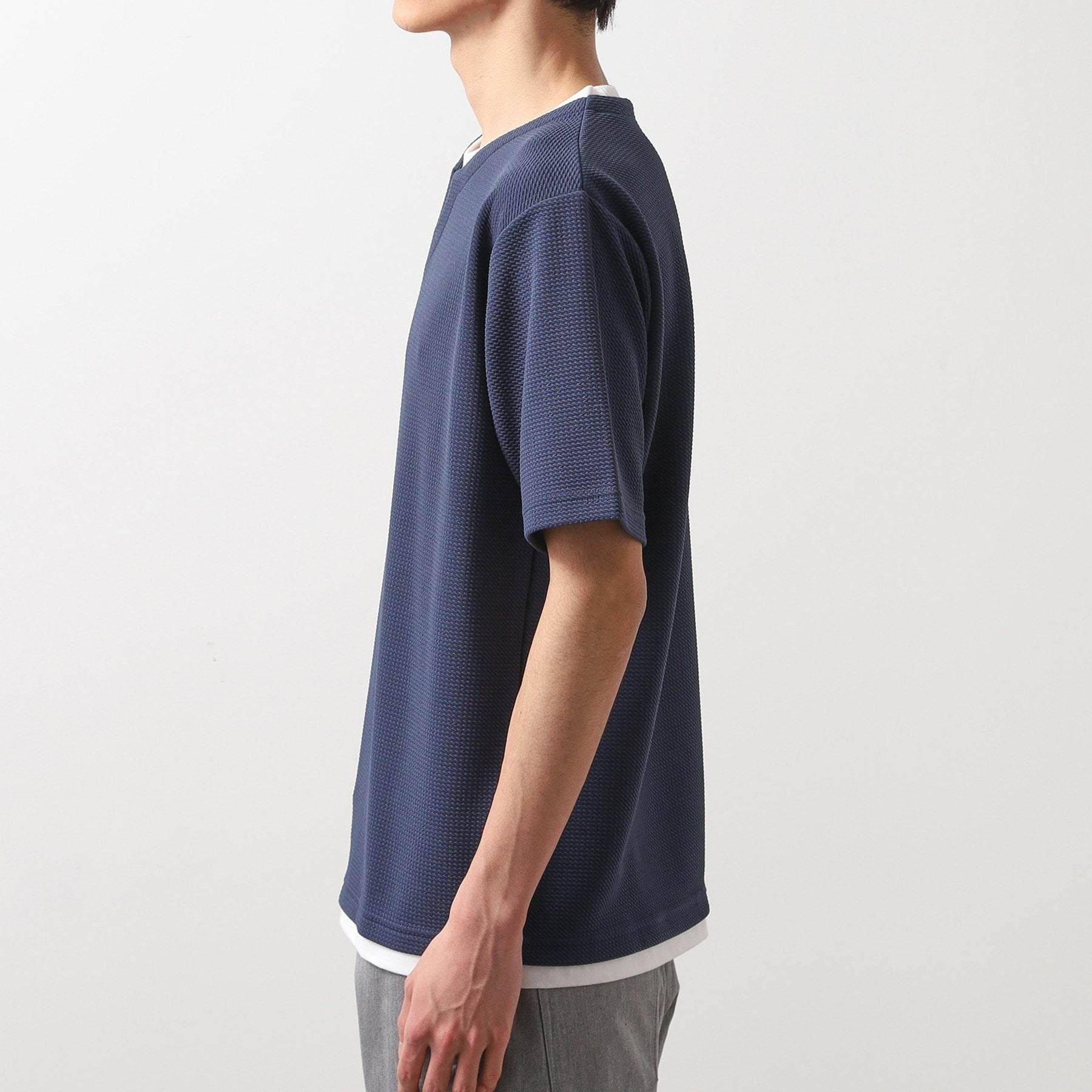 ザ ショップ ティーケー(メンズ) THE SHOP TK(Men) ミニフクレキーネックプルオーバー SS (ブルー(092)) ブルー(092)