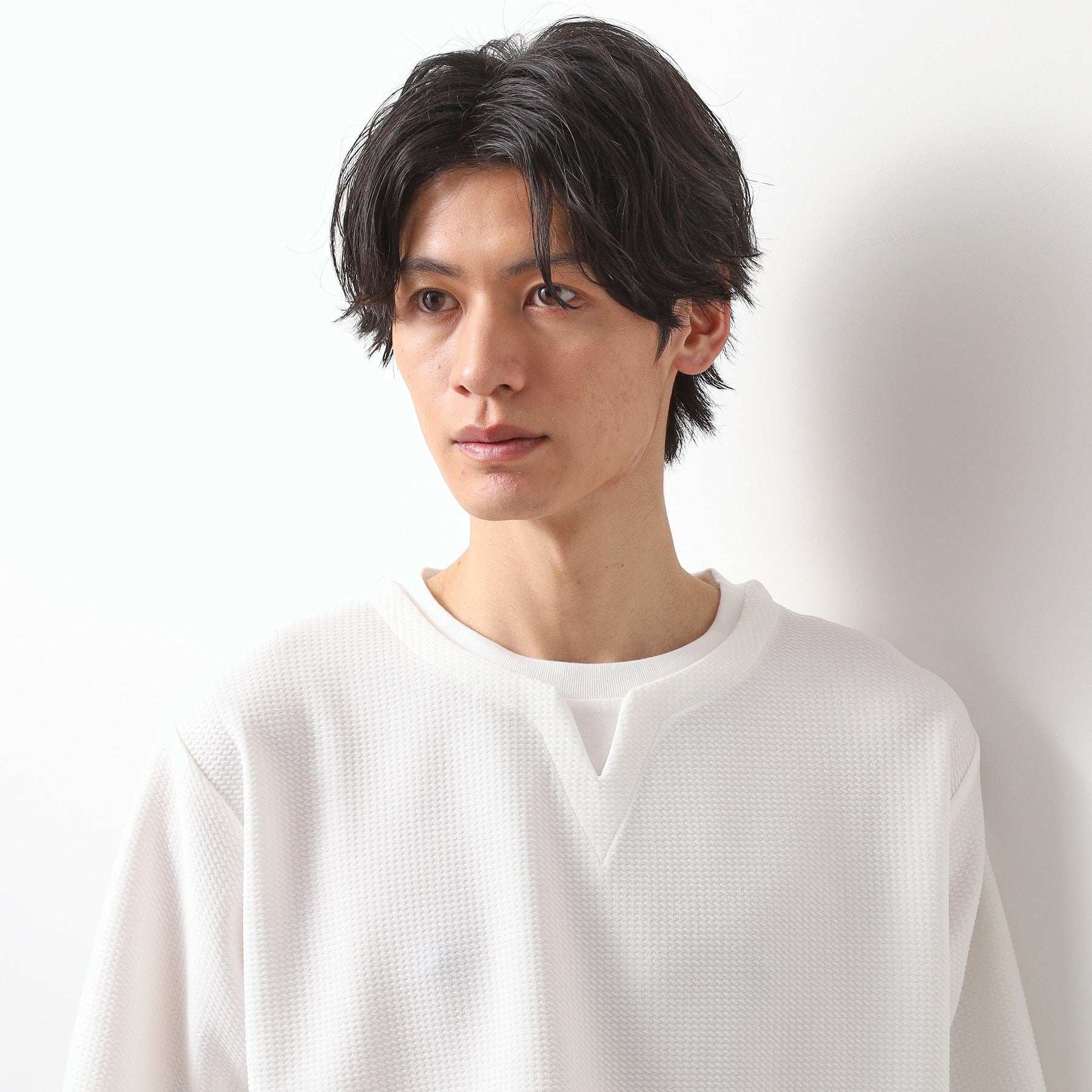 ザ ショップ ティーケー(メンズ) THE SHOP TK(Men) ミニフクレキーネックプルオーバー SS (オフホワイト(003)) オフホワイト(003)